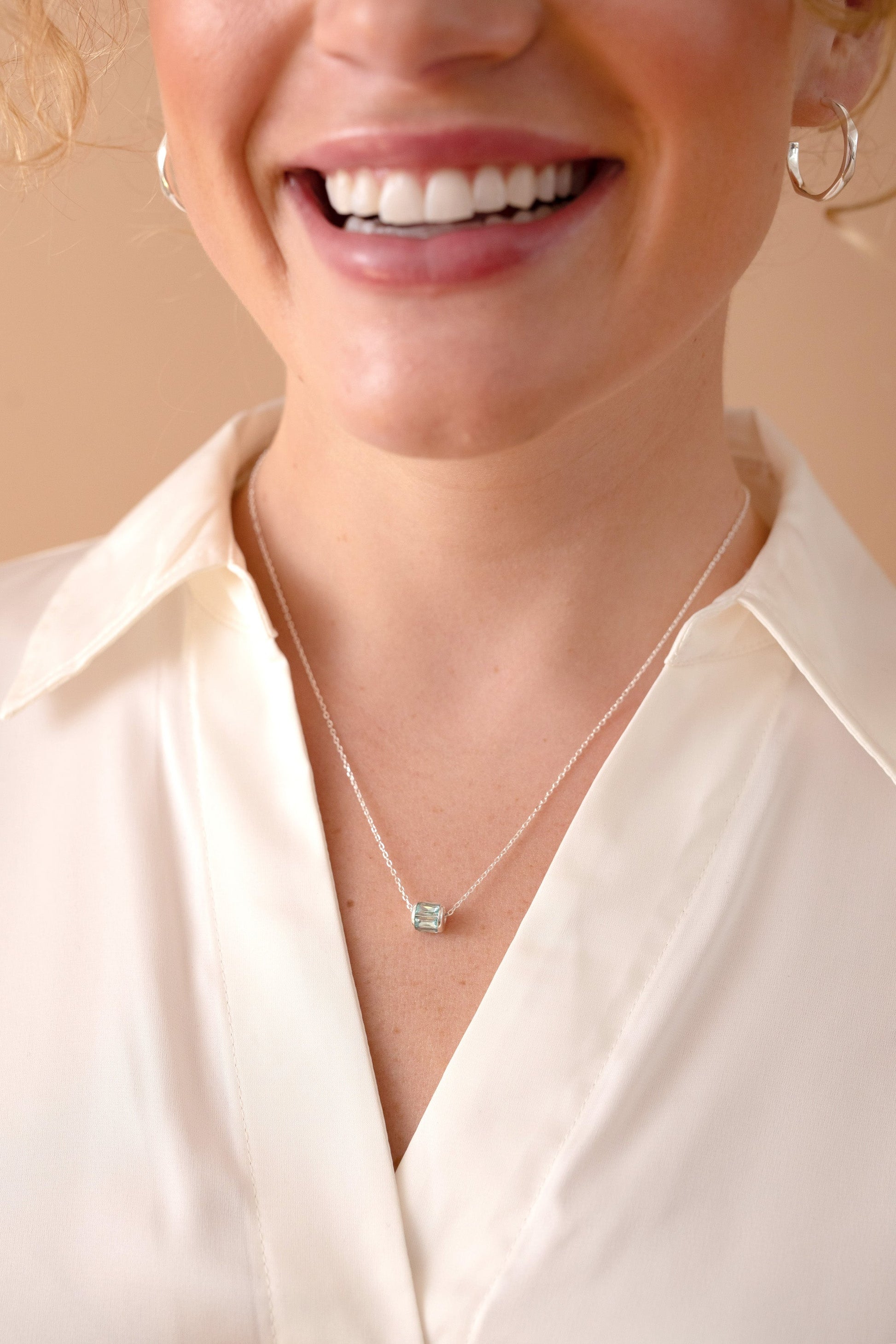March Birthstone Precious Pendant Necklace 14kt Gold Over Sterling Silver