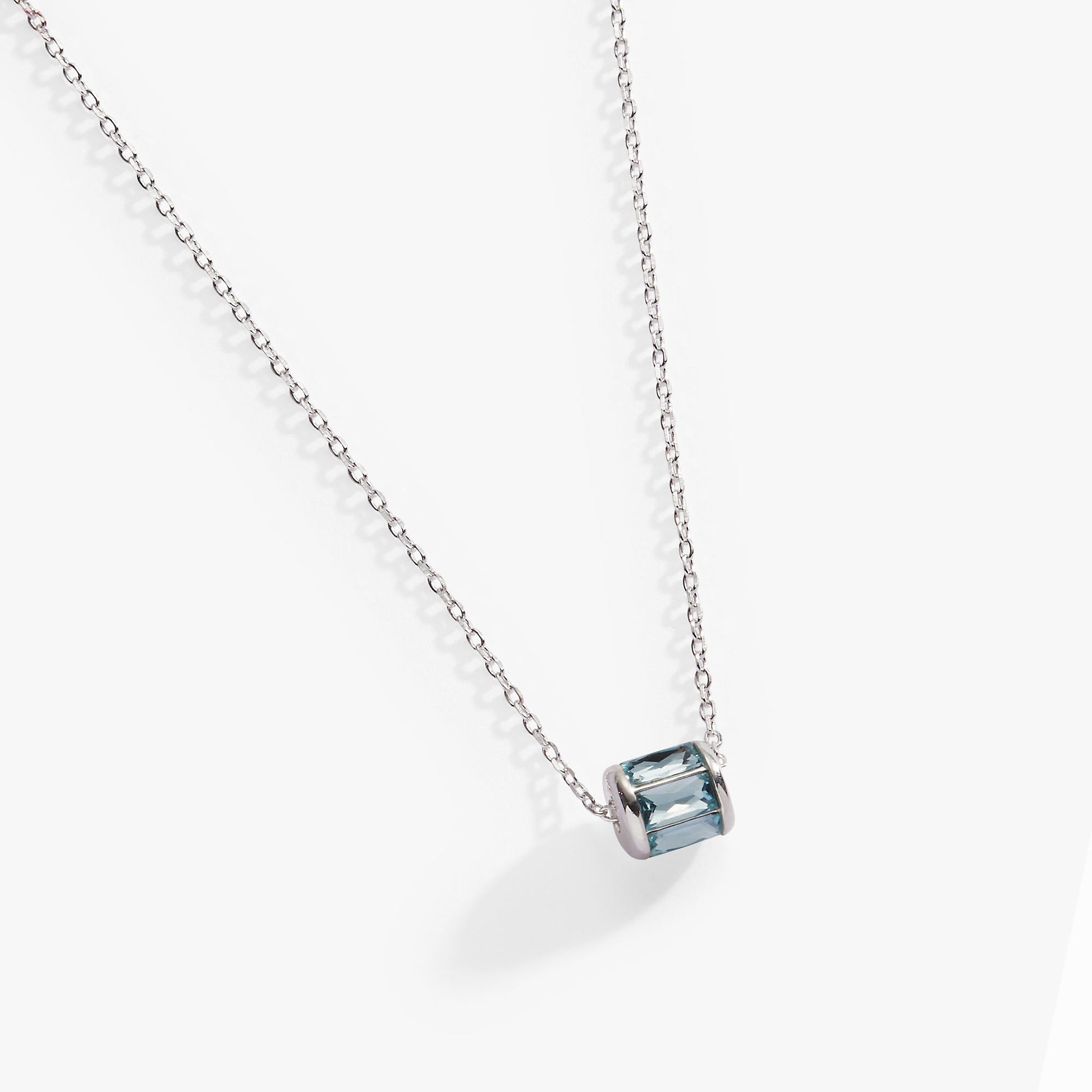 March Birthstone Precious Pendant Necklace 14kt Gold Over Sterling Silver