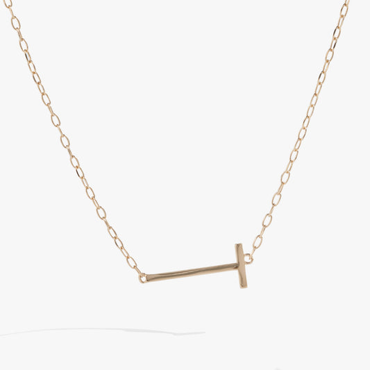 Precious Elongated Initial Necklace T 14kt Gold Over .925 Sterling Silver