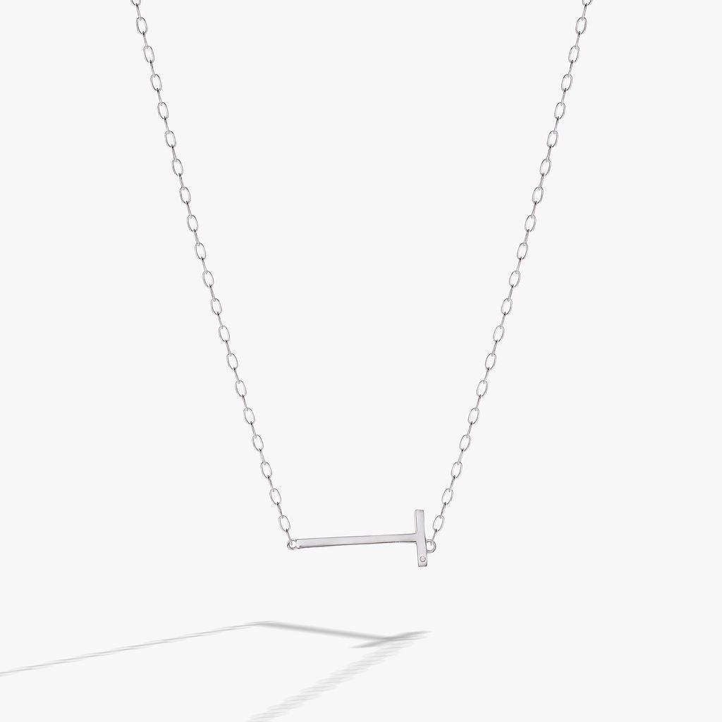 Precious Elongated Initial Necklace T 14kt Gold Over .925 Sterling Silver