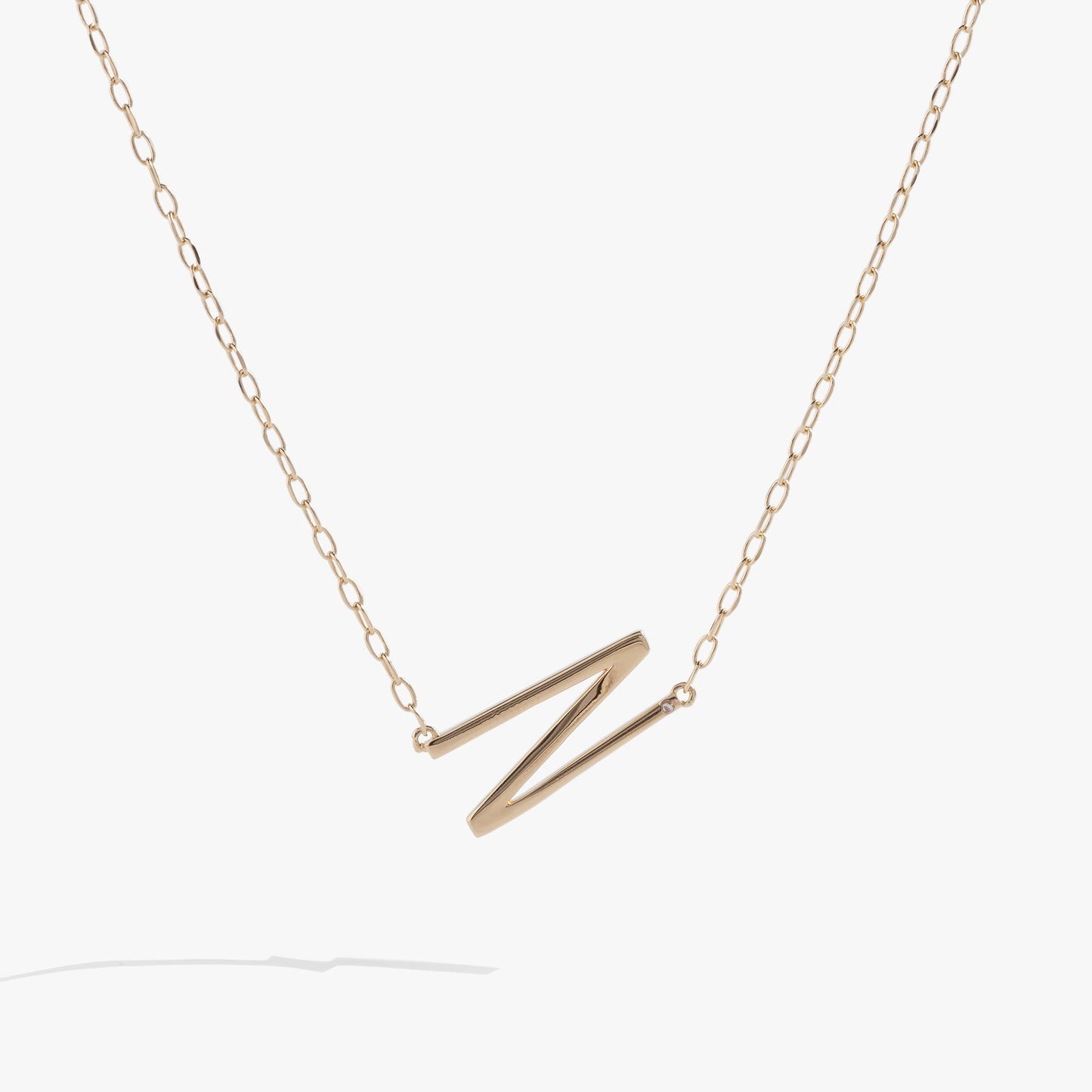 Precious Elongated Initial Necklace N 14kt Gold Over .925 Sterling Silver
