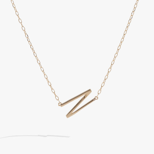 Precious Elongated Initial Necklace N 14kt Gold Over .925 Sterling Silver