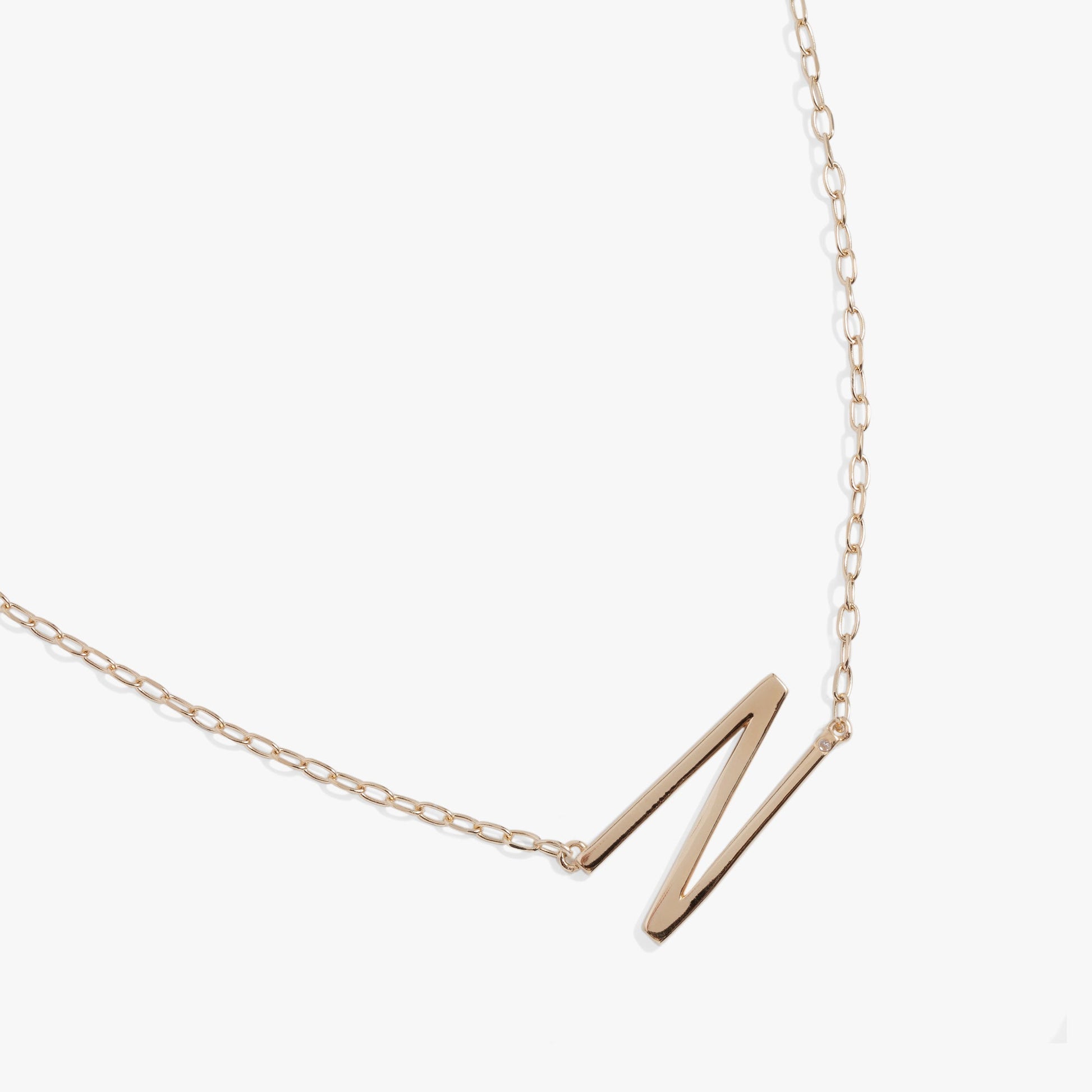 Precious Elongated Initial Necklace N 14kt Gold Over .925 Sterling Silver