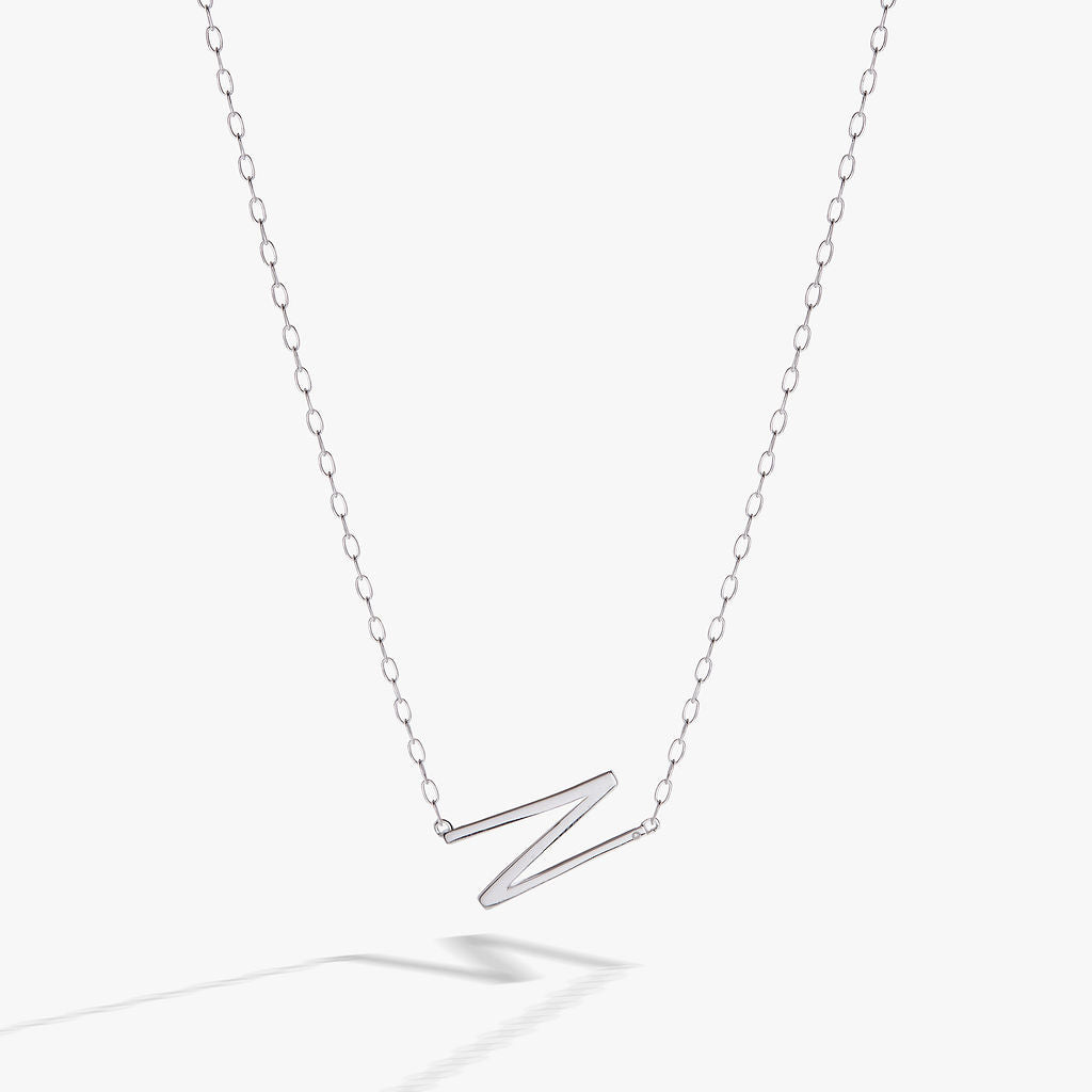 Precious Elongated Initial Necklace N 14kt Gold Over .925 Sterling Silver