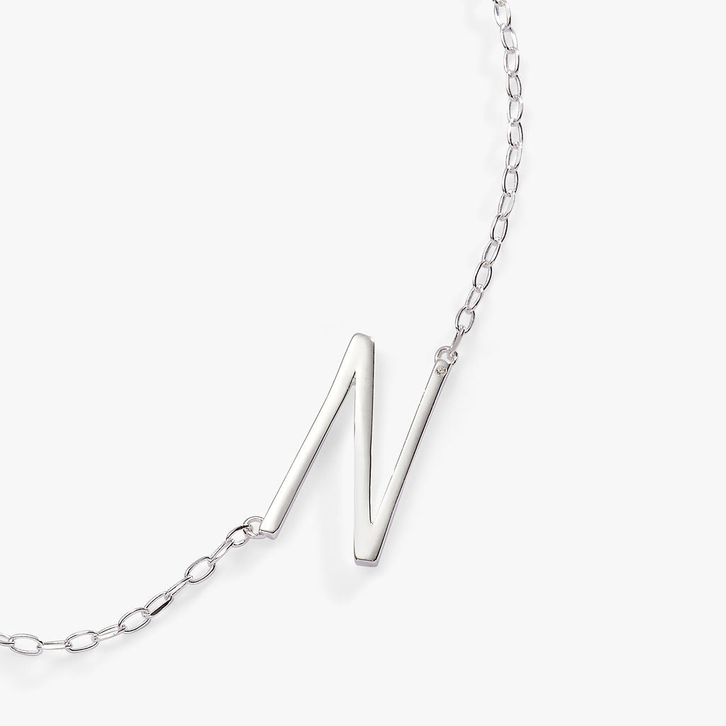 Precious Elongated Initial Necklace N 14kt Gold Over .925 Sterling Silver