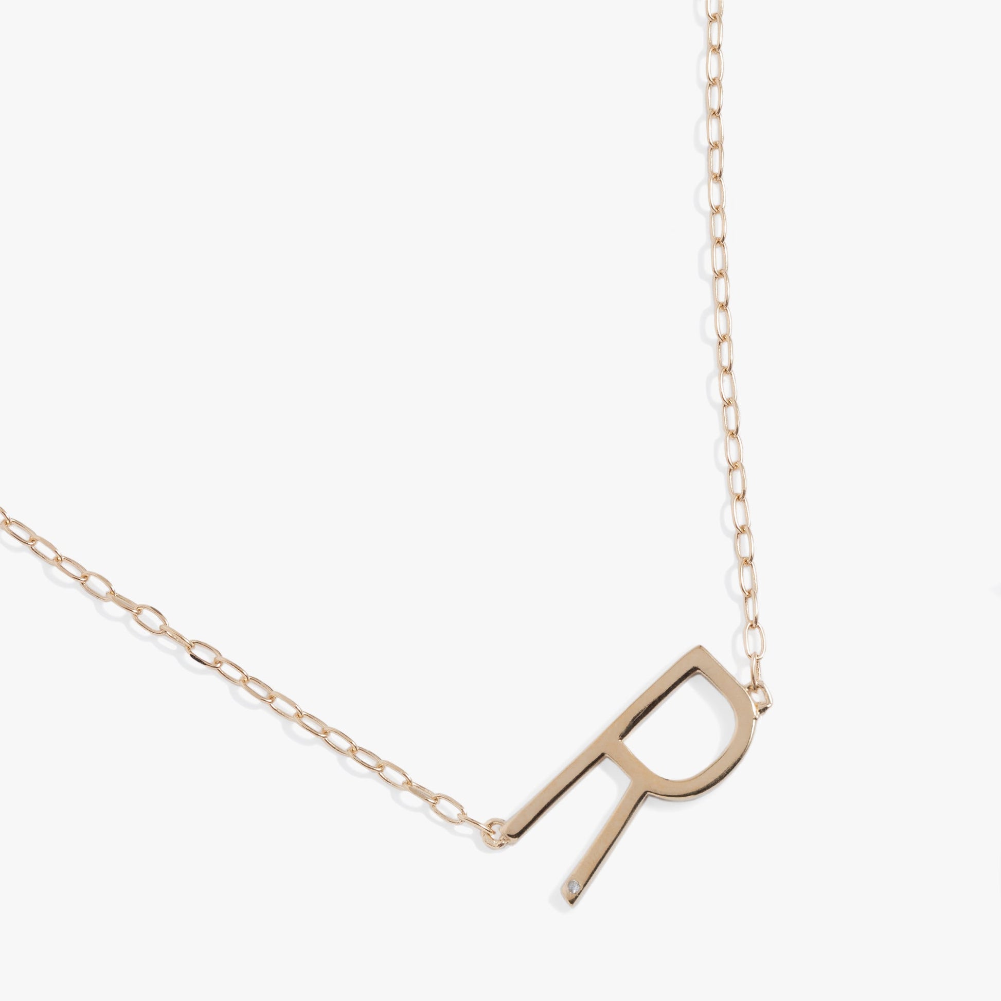 Precious Elongated Initial Necklace R Sterling Silver