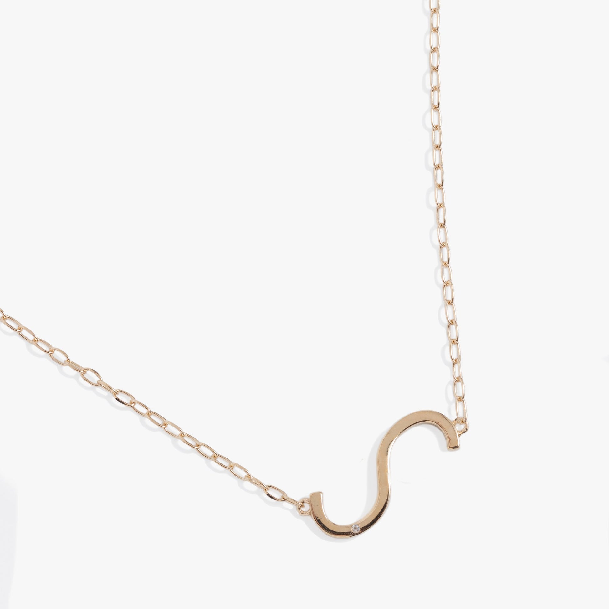 Precious Elongated Initial Necklace S 14kt Gold Over .925 Sterling Silver