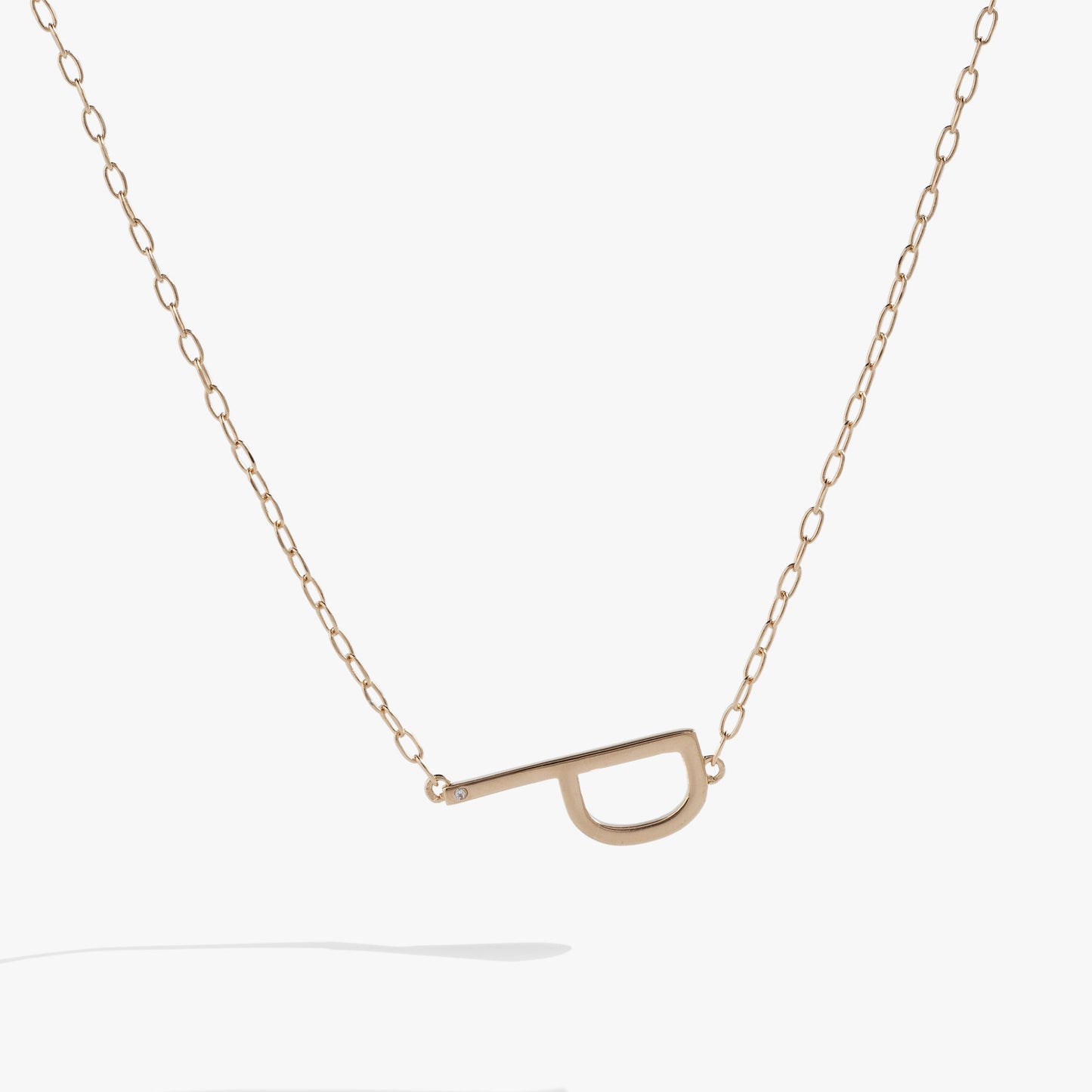 Precious Elongated Initial Necklace P Sterling Silver