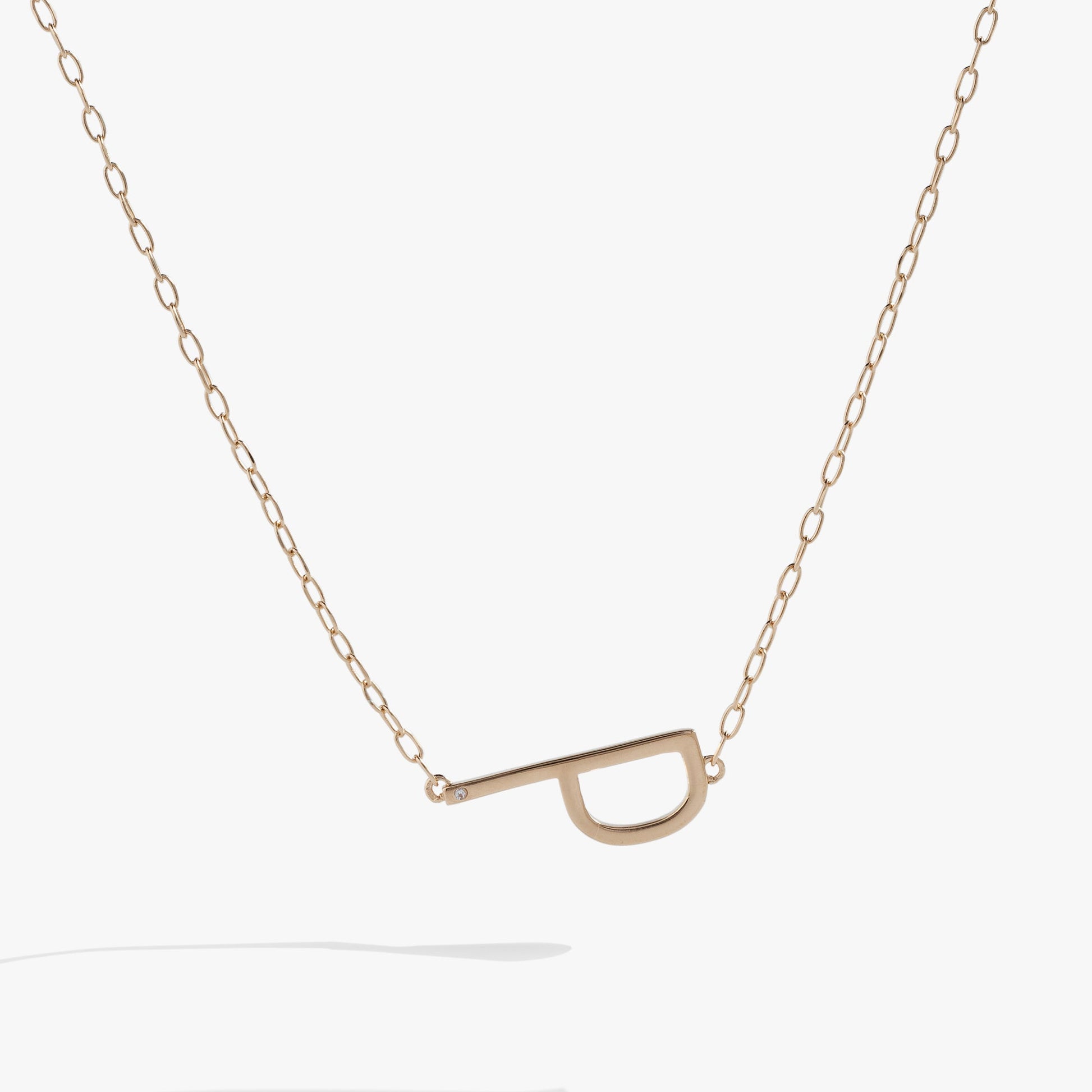 Precious Elongated Initial Necklace P Sterling Silver