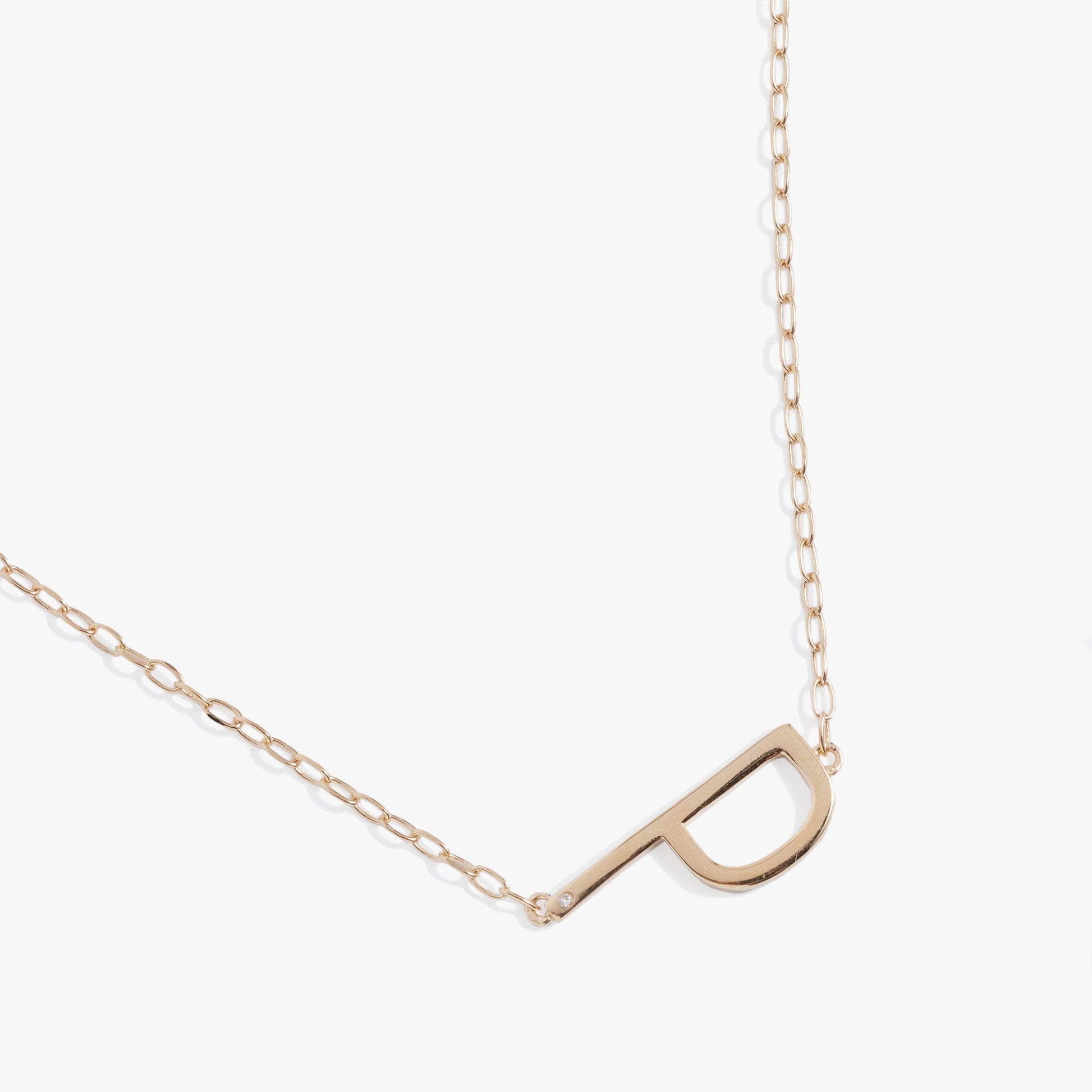 Precious Elongated Initial Necklace P Sterling Silver