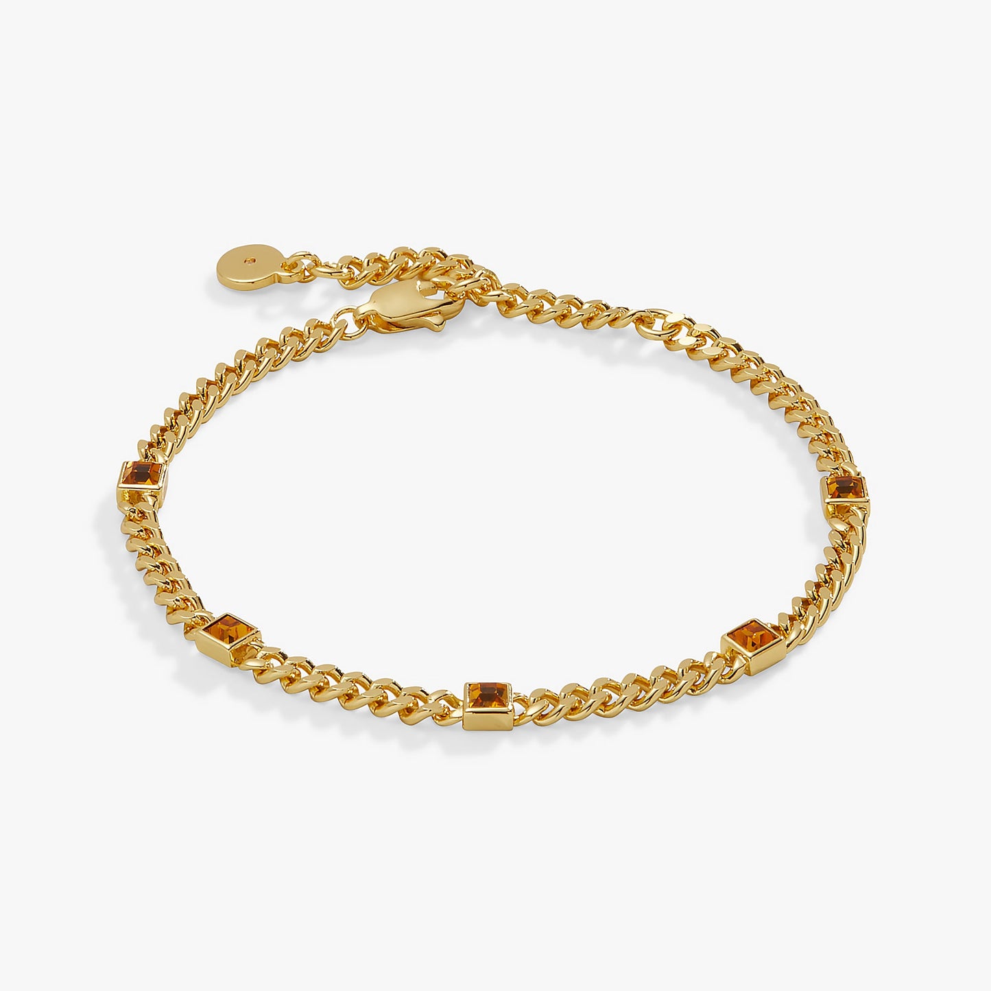 Topaz Curb Chain Bracelet, November Birthstone Silver
