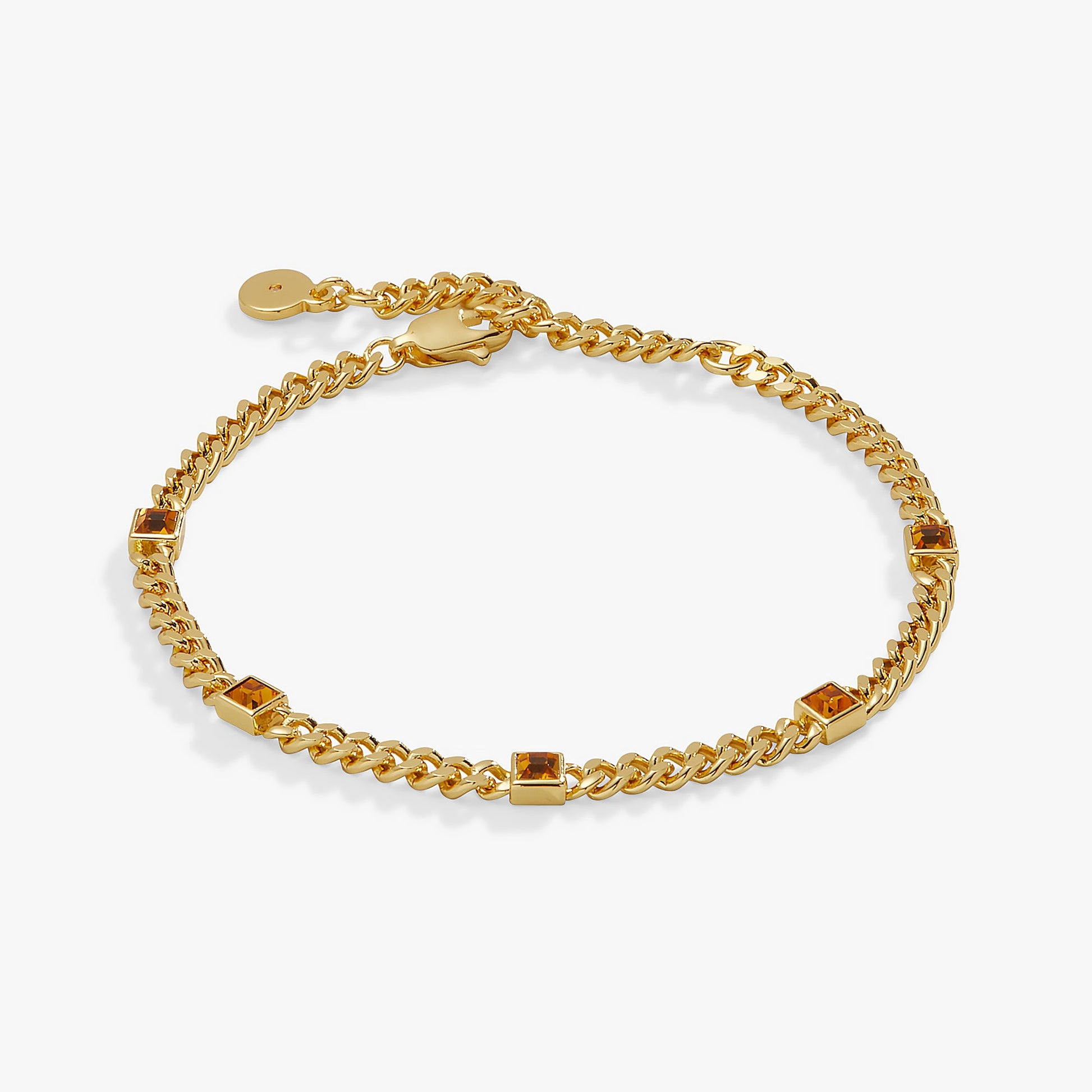 Topaz Curb Chain Bracelet, November Birthstone Silver