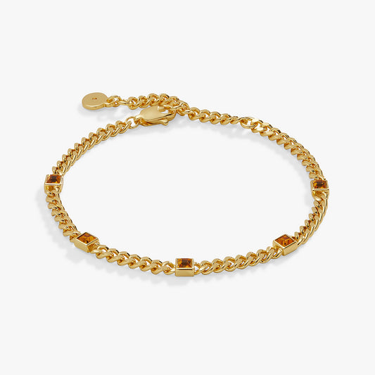 Topaz Curb Chain Bracelet, November Birthstone Silver