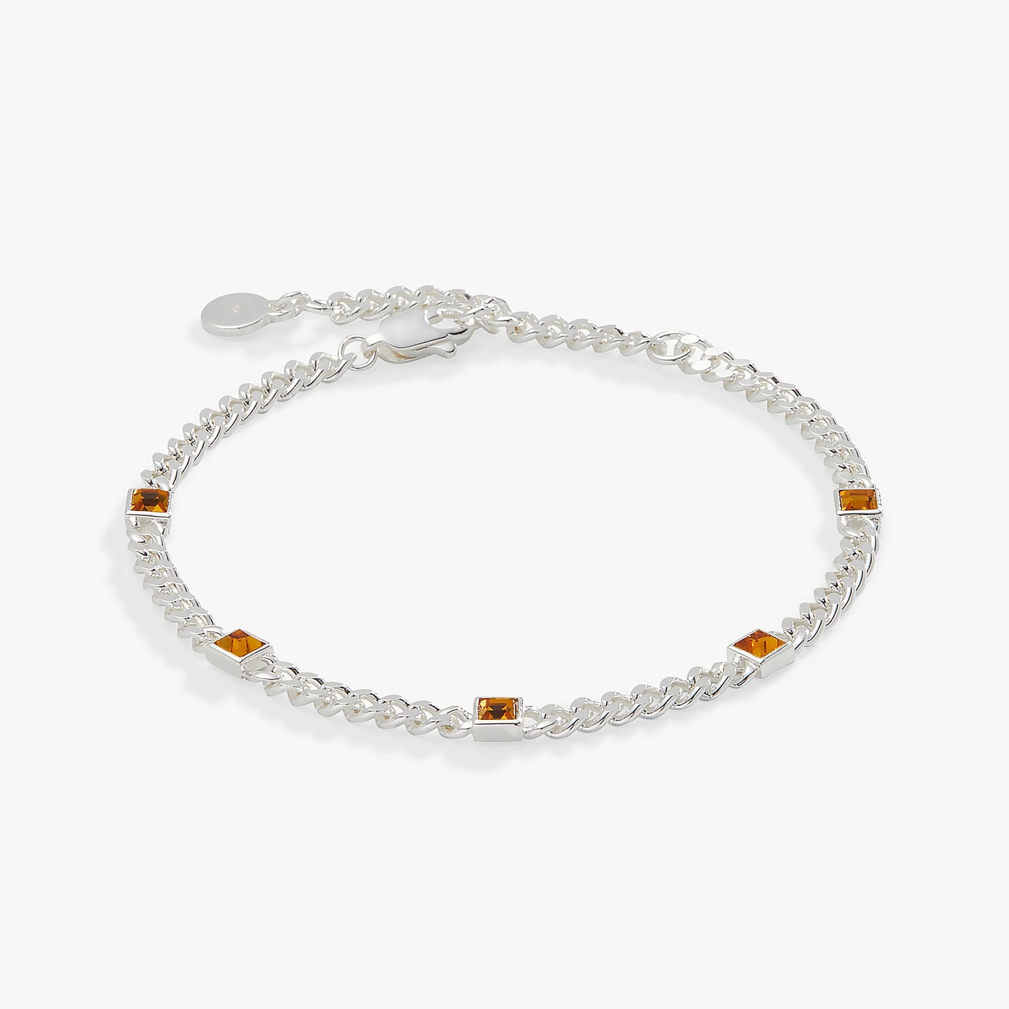 Topaz Curb Chain Bracelet, November Birthstone Silver