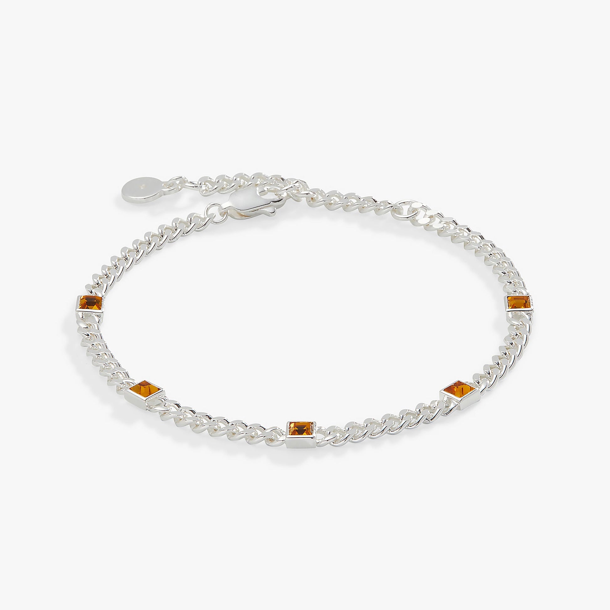 Topaz Curb Chain Bracelet, November Birthstone Silver