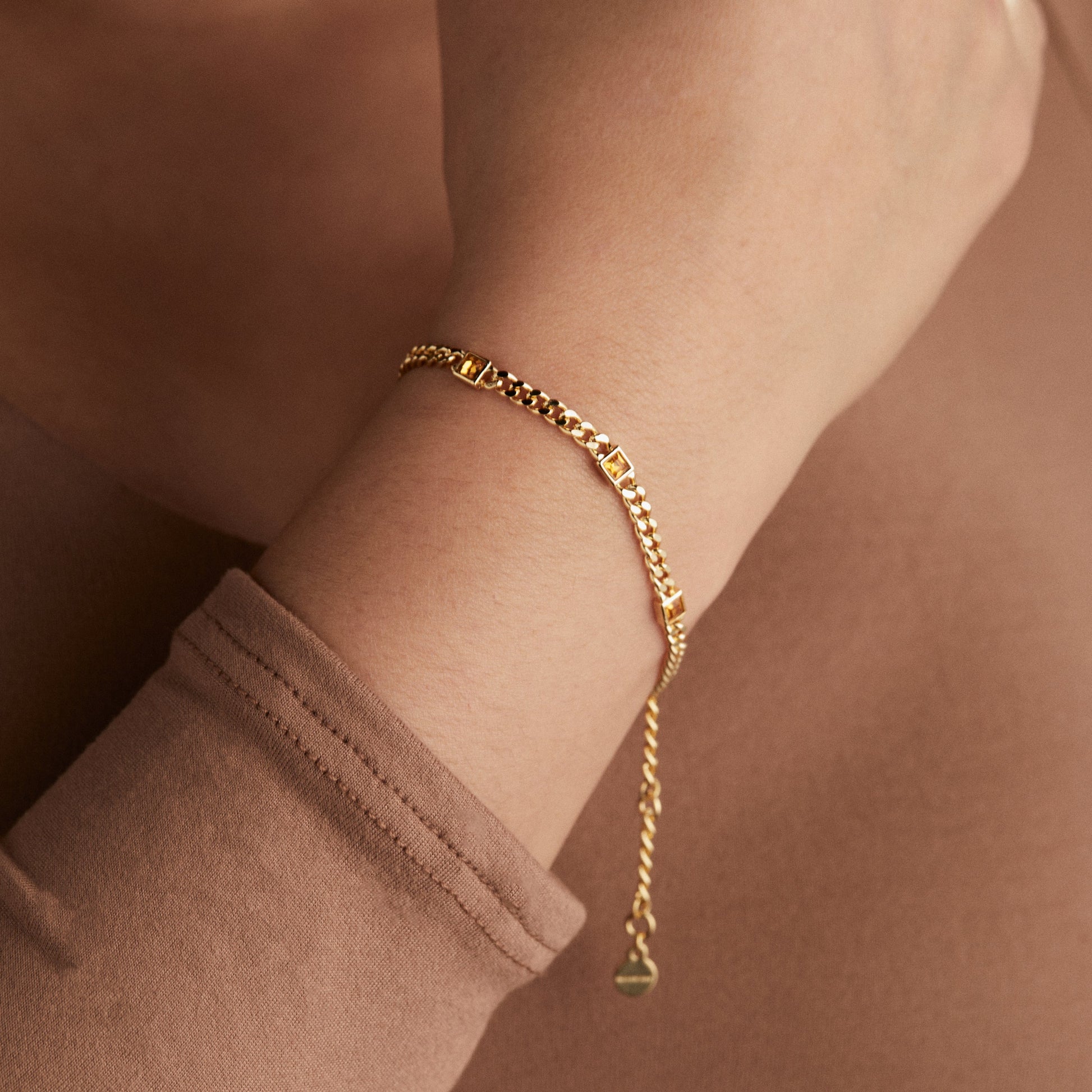 Topaz Curb Chain Bracelet, November Birthstone Silver