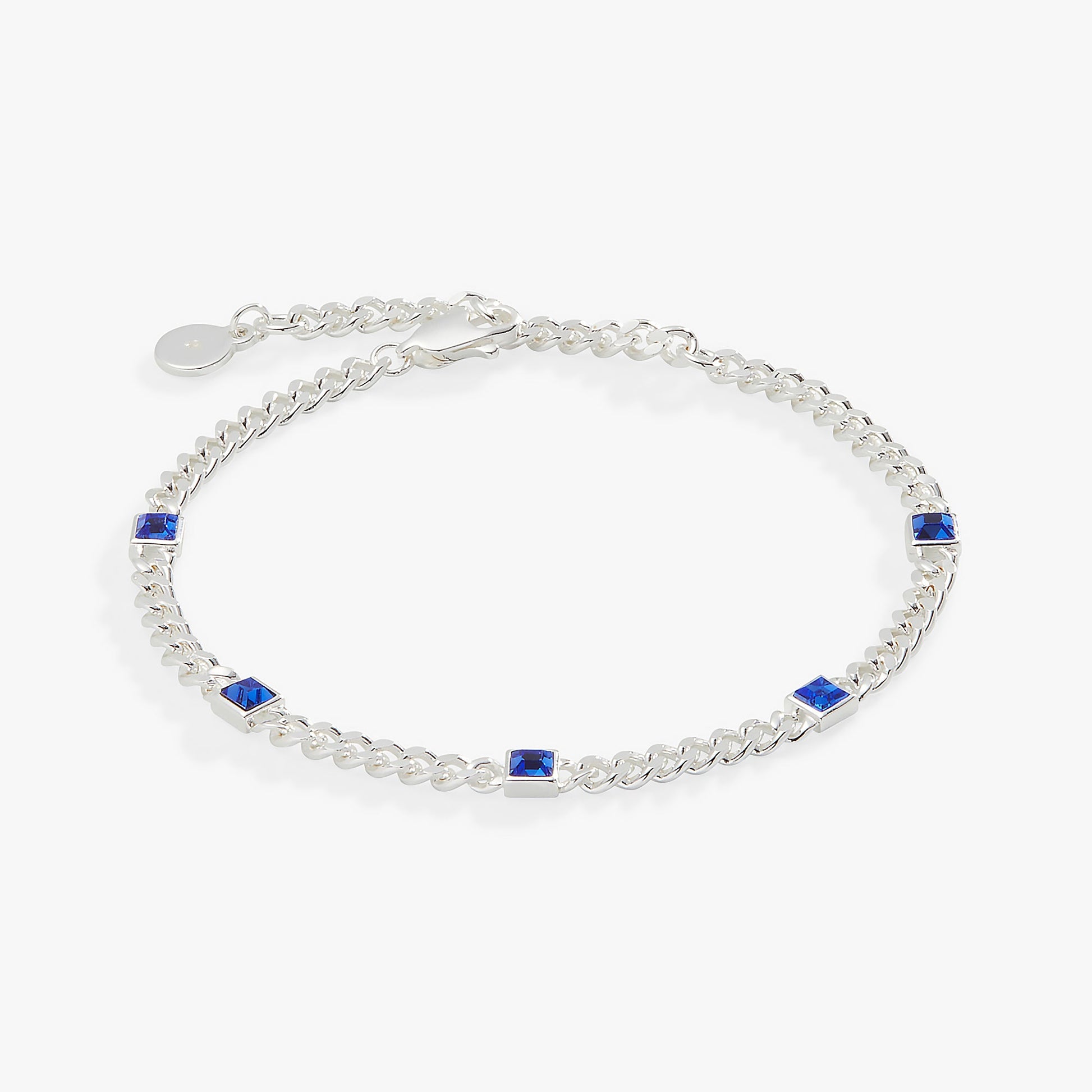 Sapphire Curb Chain Bracelet, September Birthstone Gold