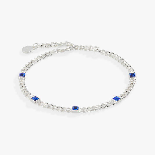 Sapphire Curb Chain Bracelet, September Birthstone Gold
