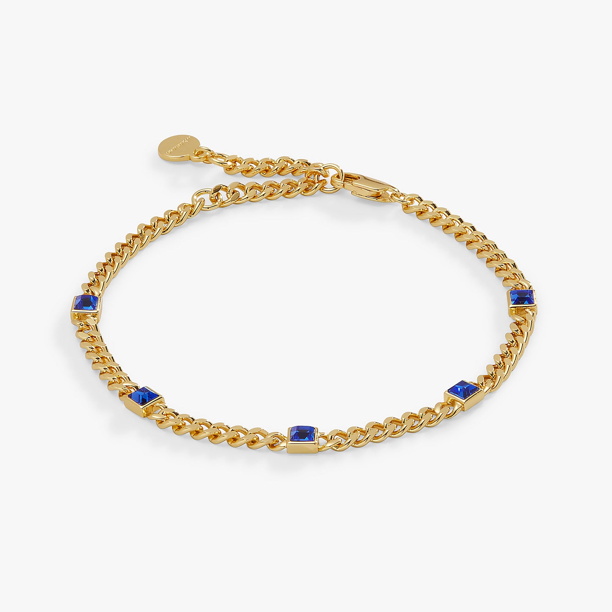 Sapphire Curb Chain Bracelet, September Birthstone Gold