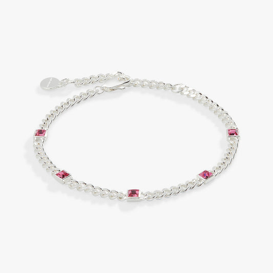Rose Curb Chain Bracelet, October Birthstone Silver