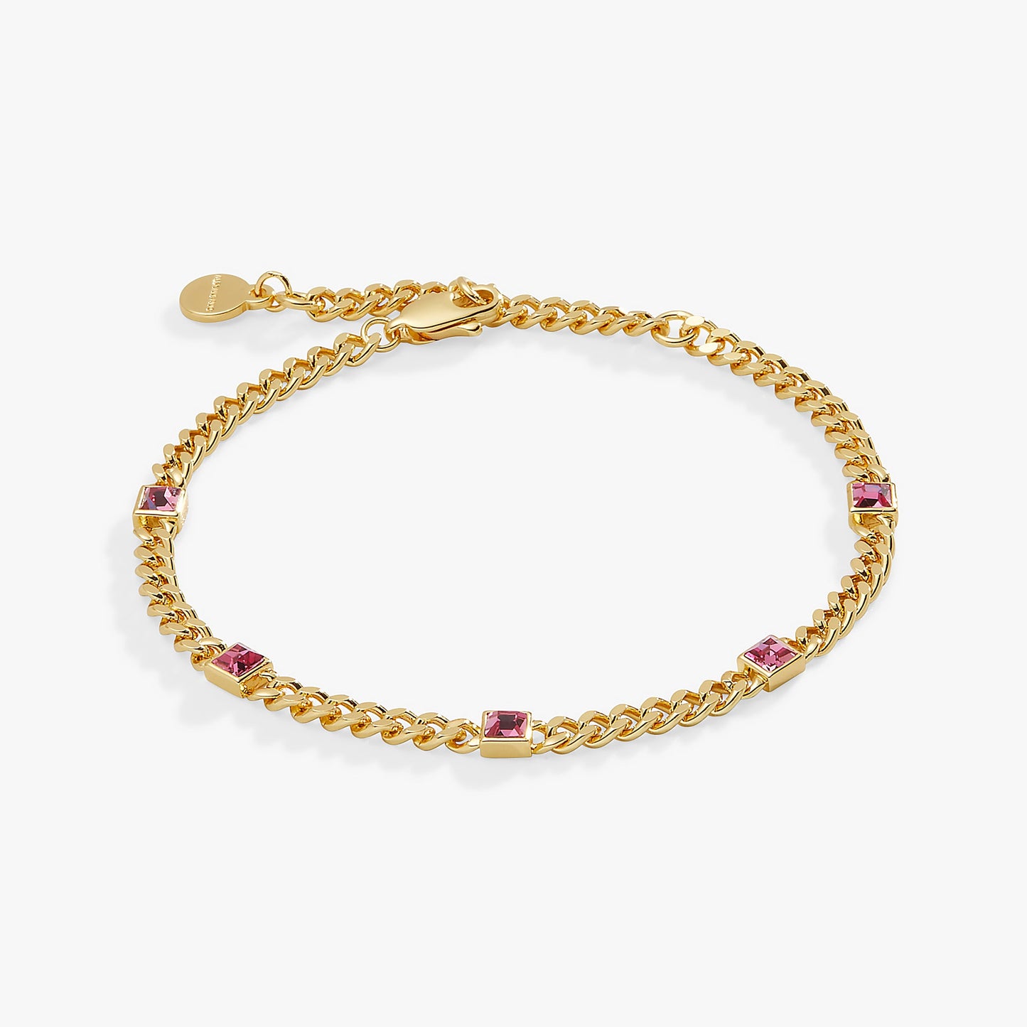 Rose Curb Chain Bracelet, October Birthstone Silver