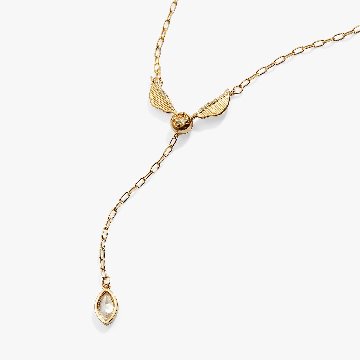 Harry Potter Golden Snitch Lariat Necklace 14kt Gold Over Sterling Silver