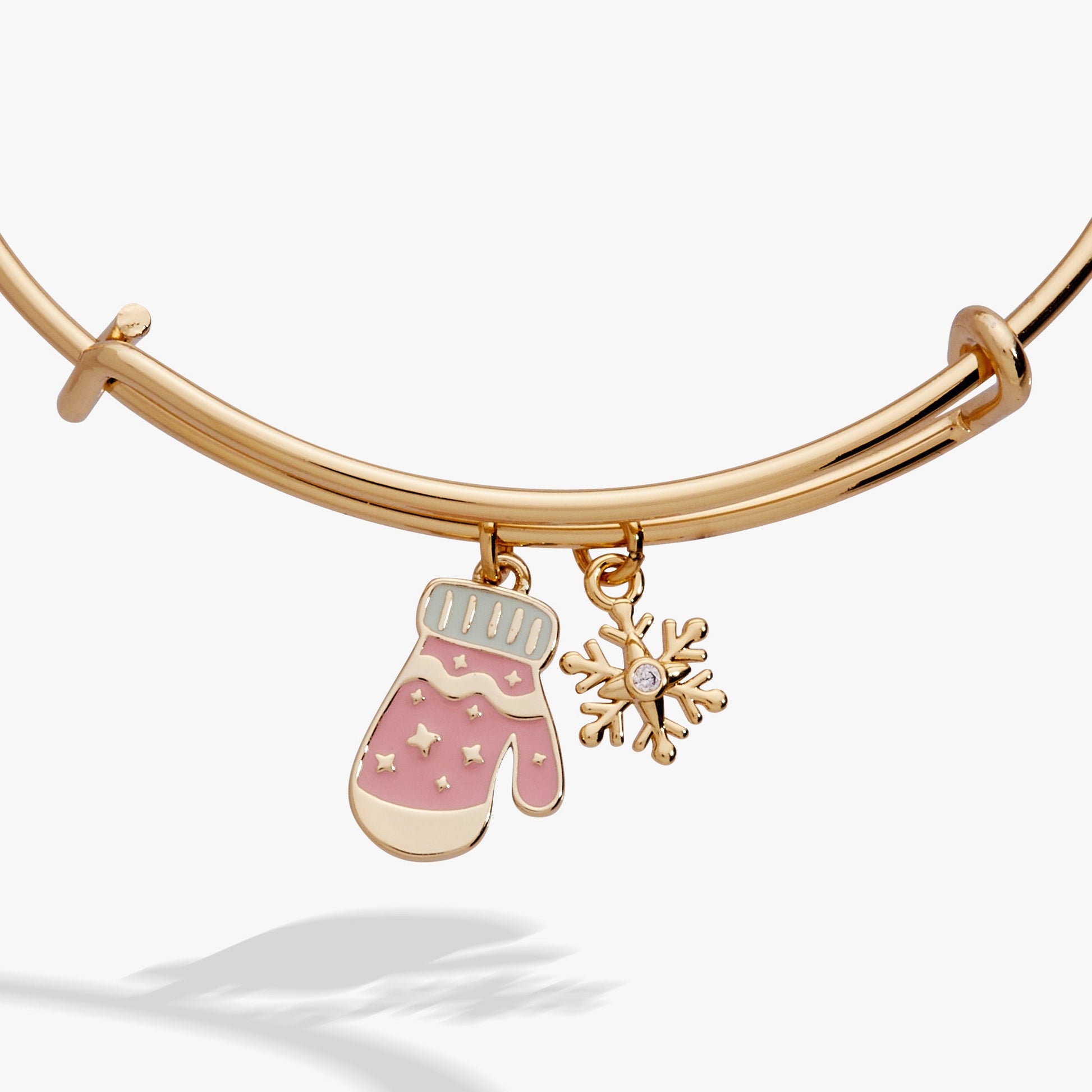 Winter Wonderland Mitten Duo Charm Bangle Gold