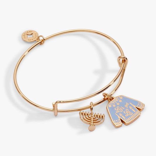 Hanukkah 'Let's get Lit" Ugly Sweater Bangle Gold