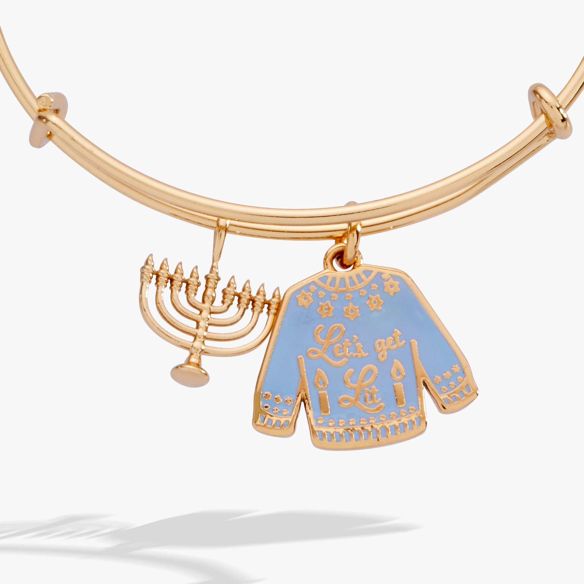 Hanukkah 'Let's get Lit" Ugly Sweater Bangle Gold