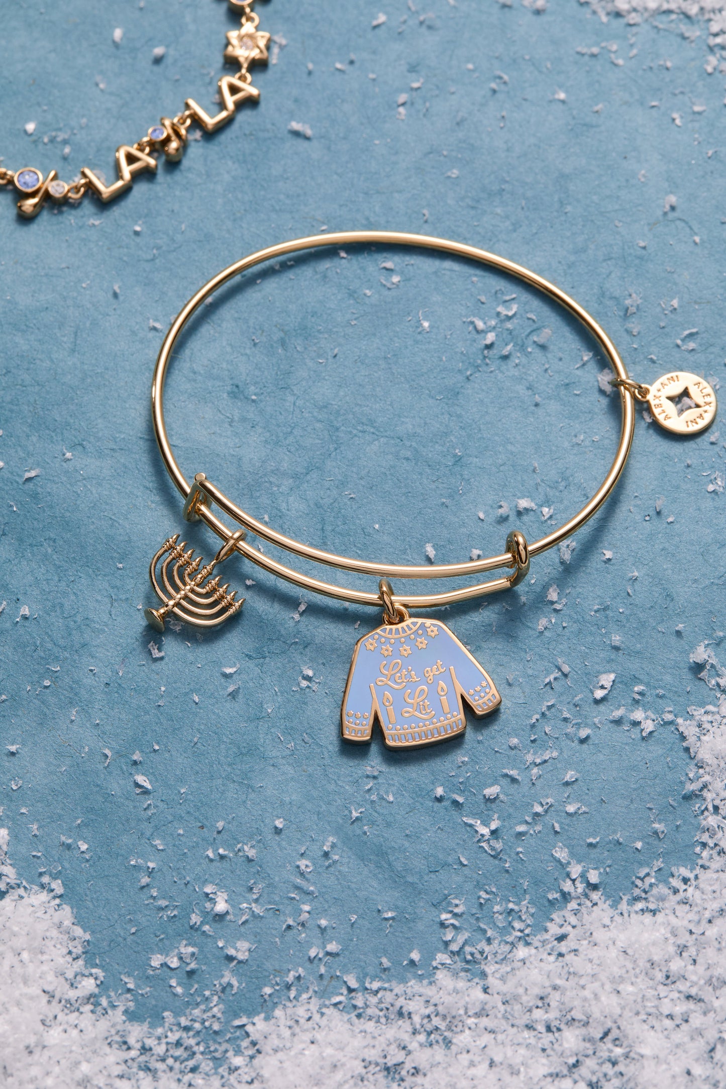 Hanukkah 'Let's get Lit" Ugly Sweater Bangle Gold