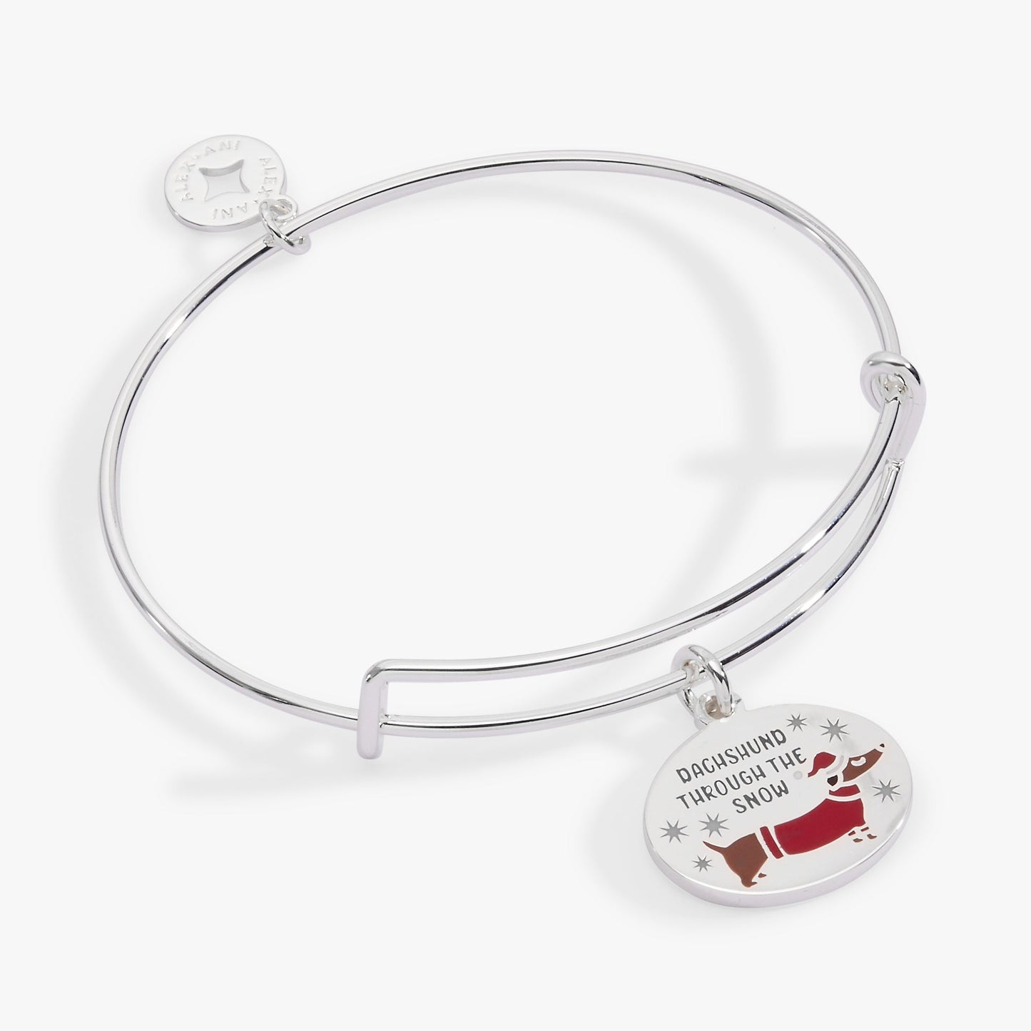 Dachshund Through the Snow Charm Bangle Silver