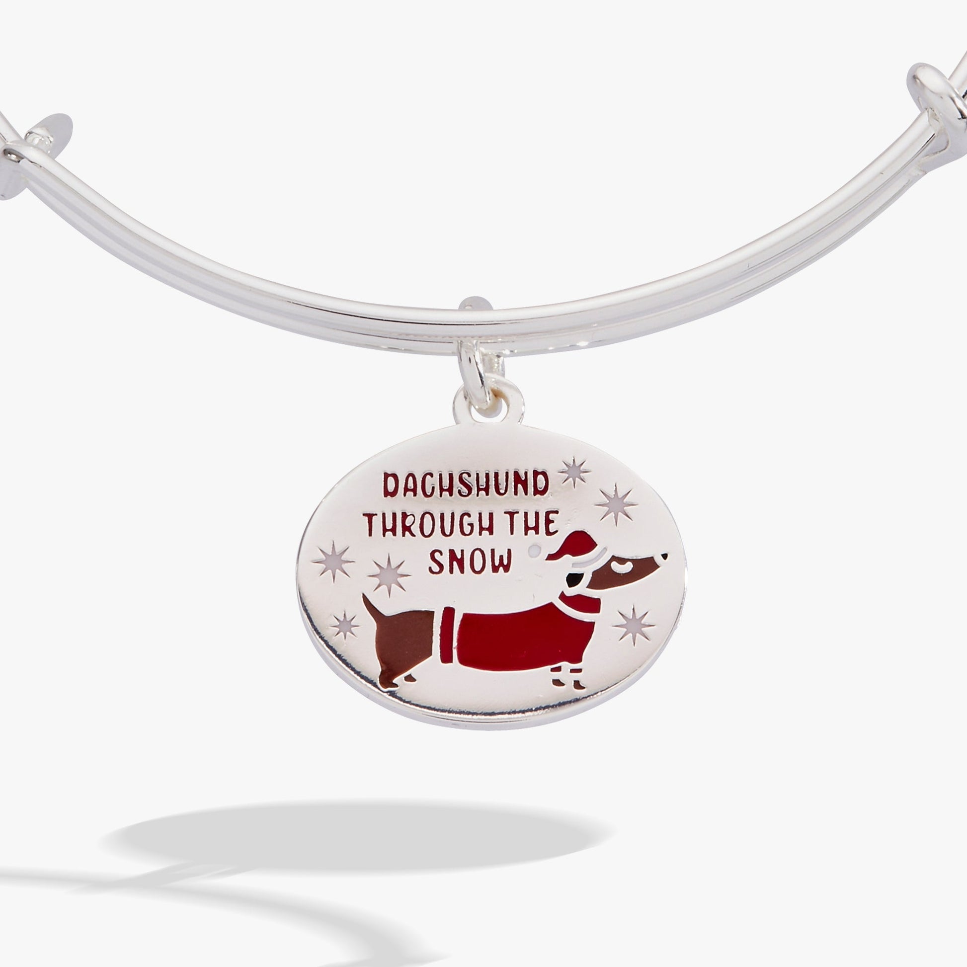 Dachshund Through the Snow Charm Bangle Silver