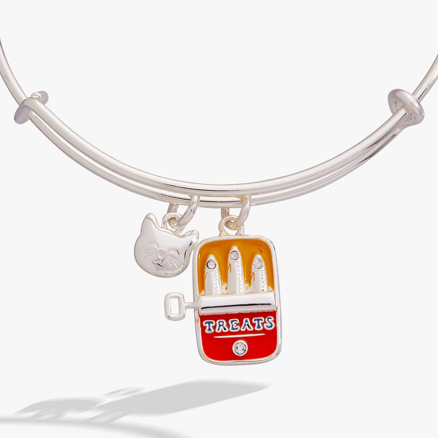Sardine Tin Duo Charm Bangle Silver