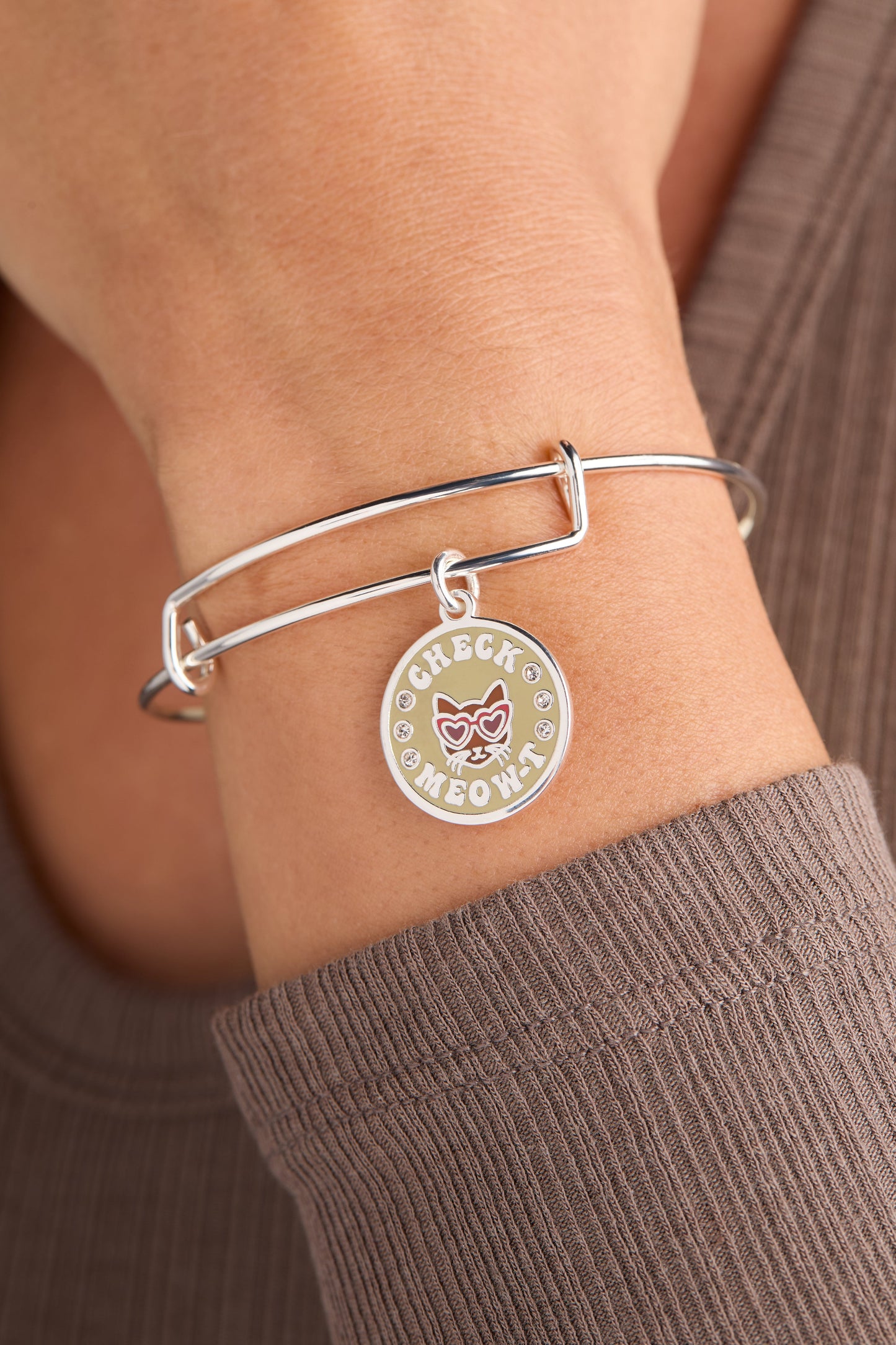 Check Meow-T Charm Bangle Silver