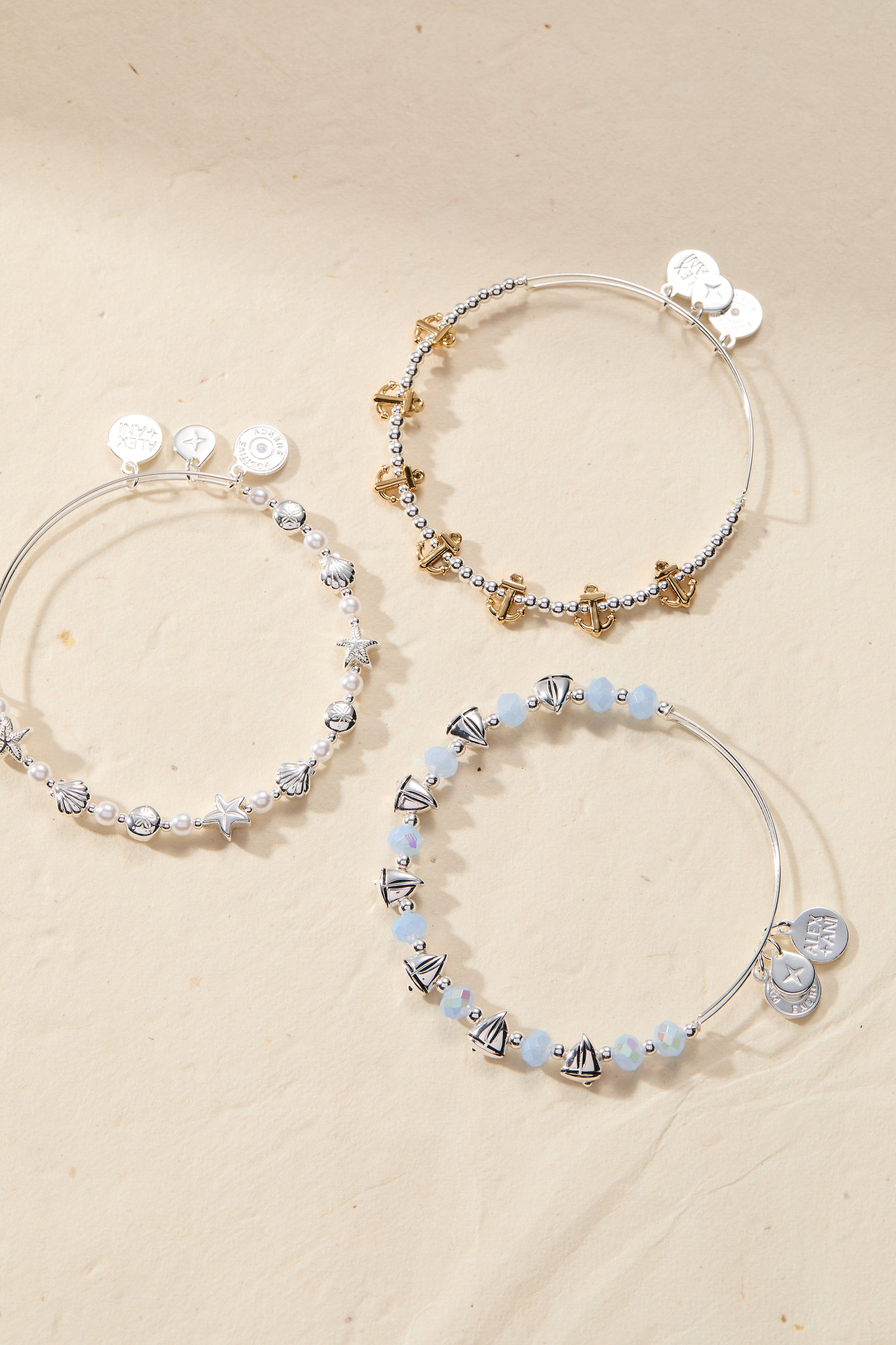 Seaside Pearl Beaded Bangle Silver