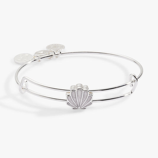 Mother of Pearl Scallop Shell Slider Bangle Silver