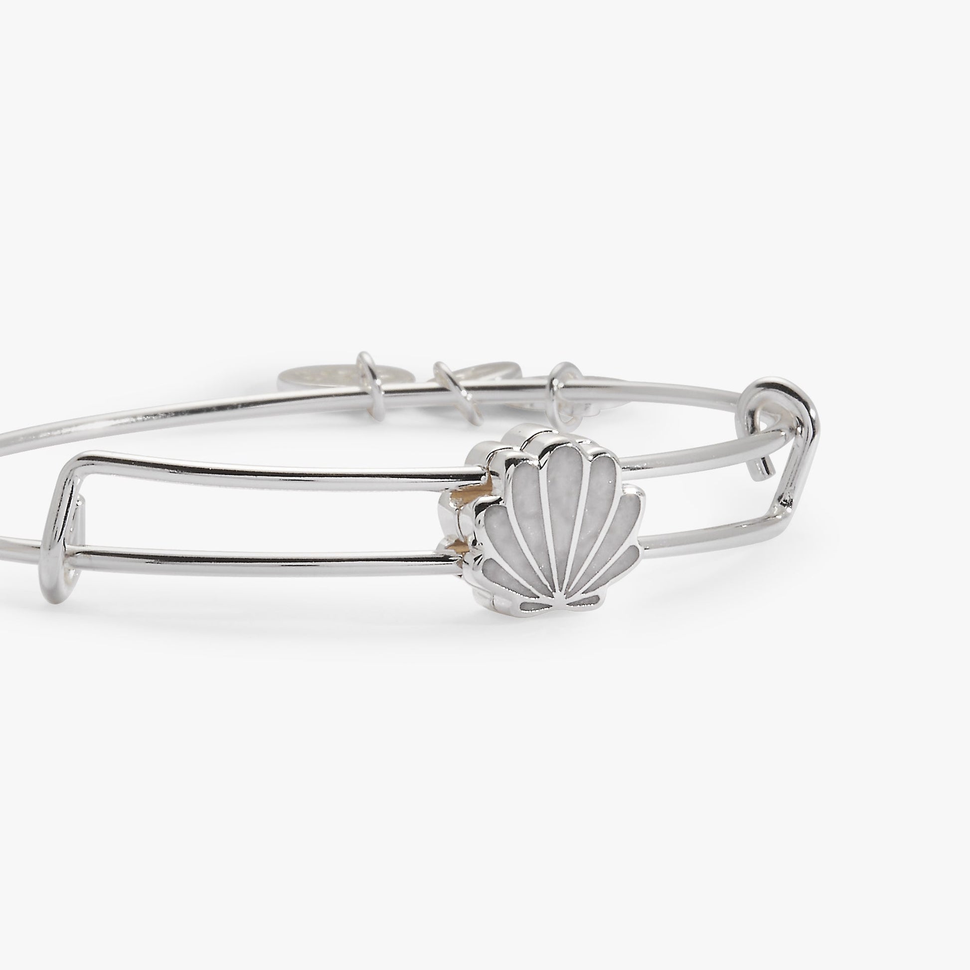 Mother of Pearl Scallop Shell Slider Bangle Silver