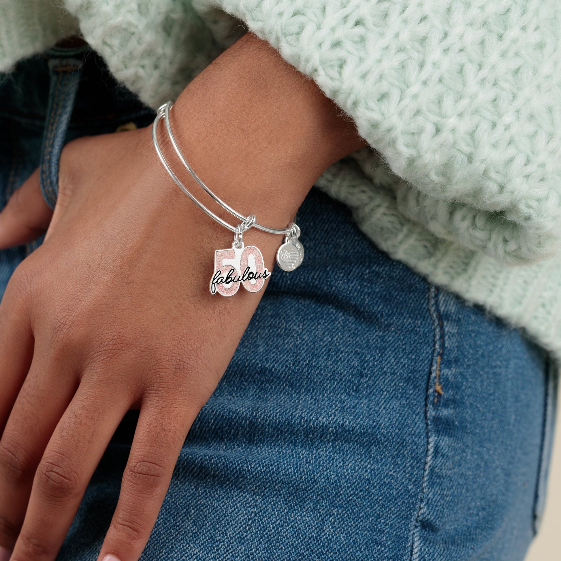 Fabulous 50' Charm Bangle - Alex and Ani Shiny Silver