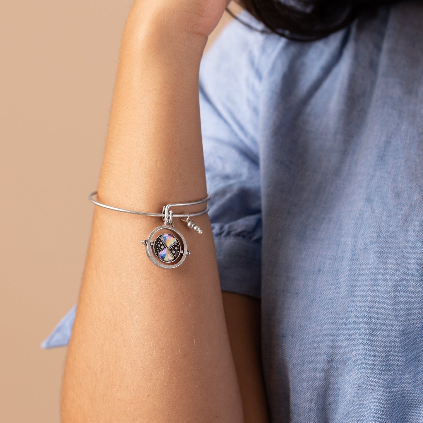 Harry Potter™ Time Turner Spinner Charm Bangle Rafaelian Silver