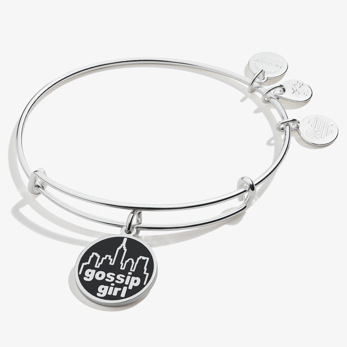 Gossip Girl Logo Charm Bangle - Alex and Ani Shiny Silver