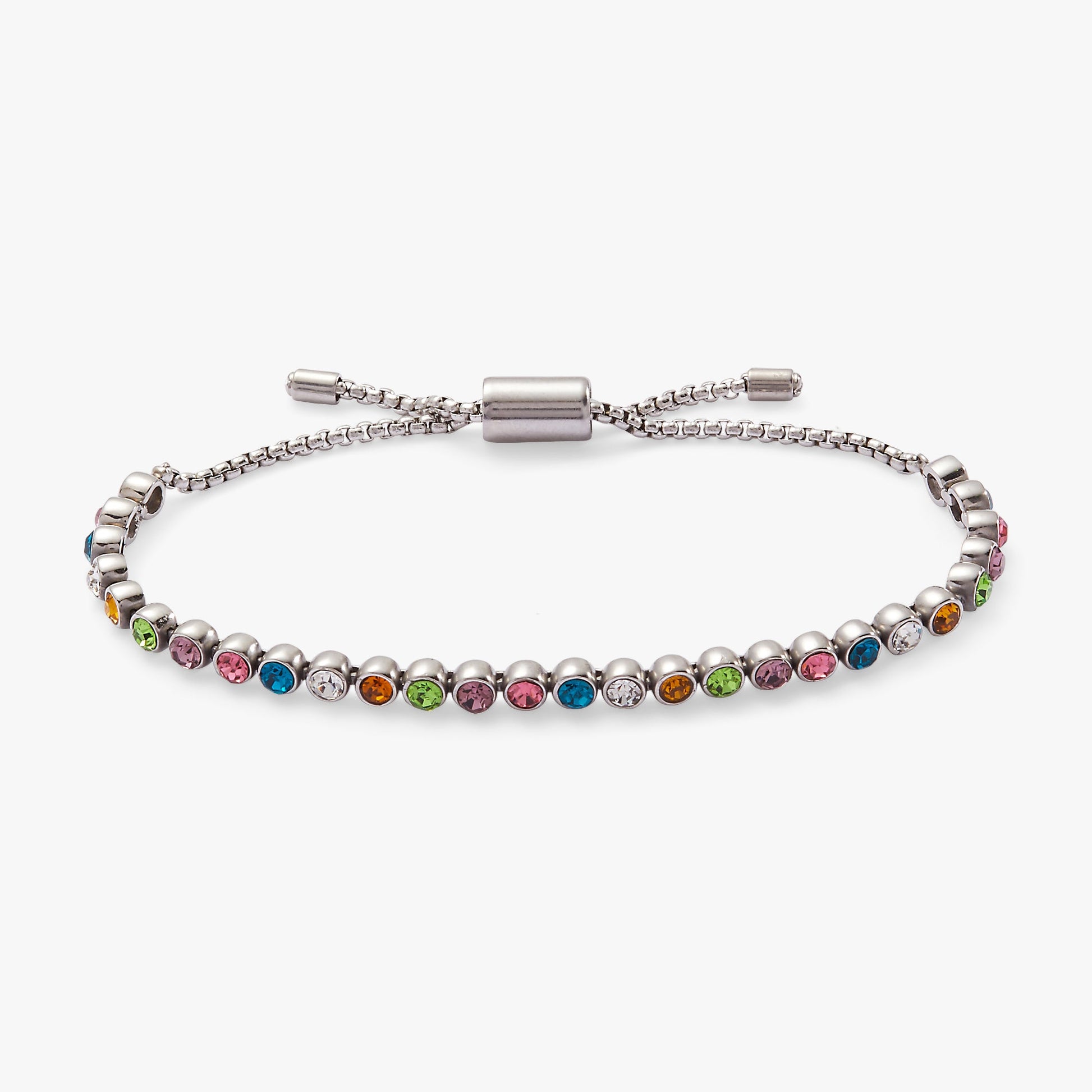 Colorful Christmas Bolo Bracelet Stainless Steel Silver