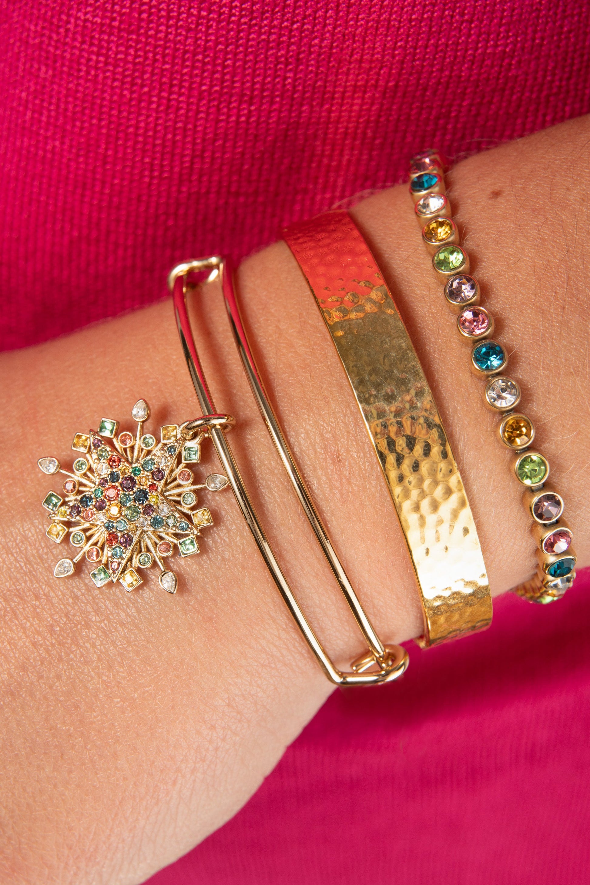 Colorful Christmas Bolo Bracelet Stainless Steel Silver