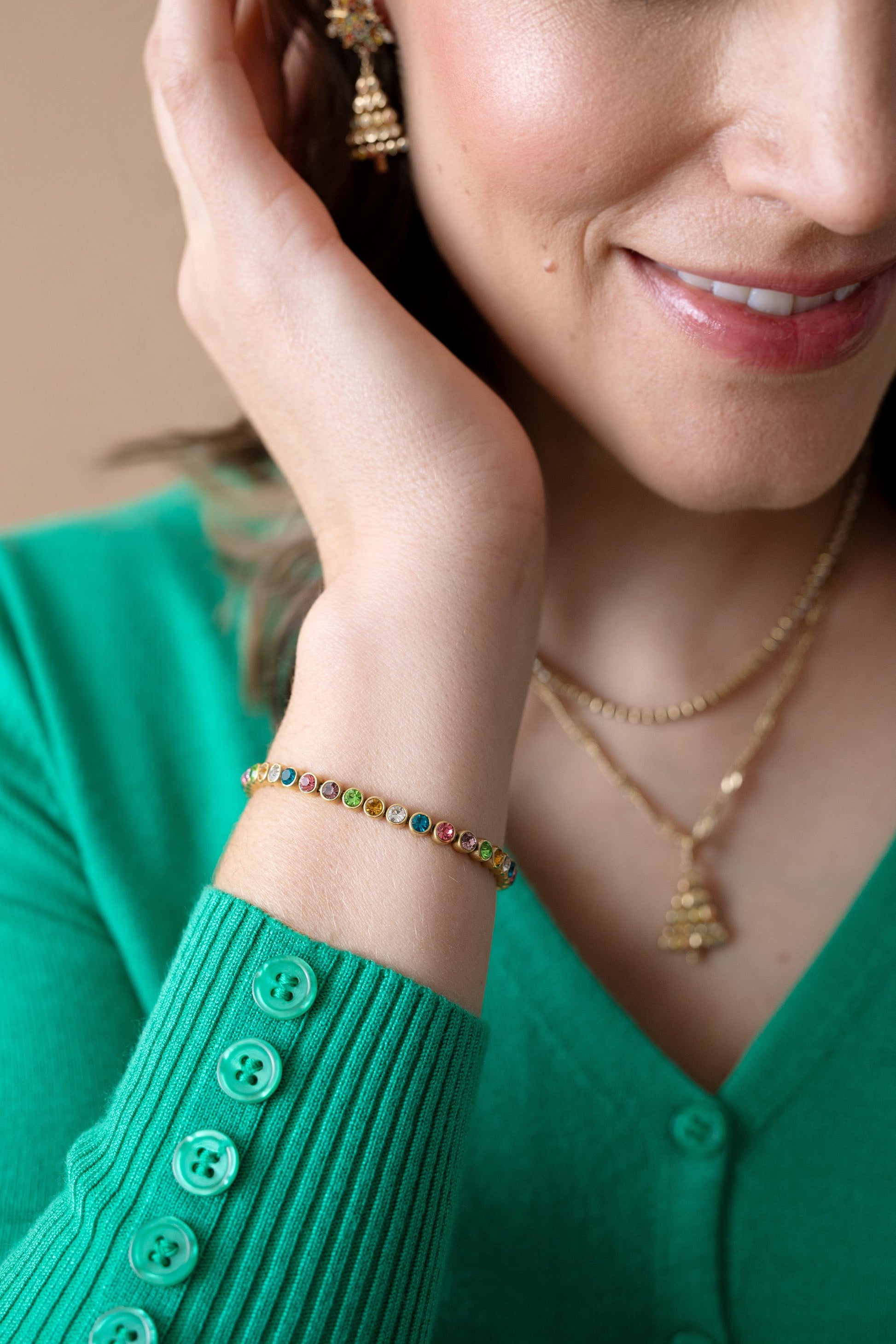 Colorful Christmas Bolo Bracelet Stainless Steel Silver