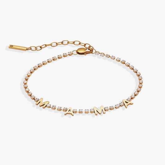 “Mama” Tennis Bracelet Stainless Steel Gold