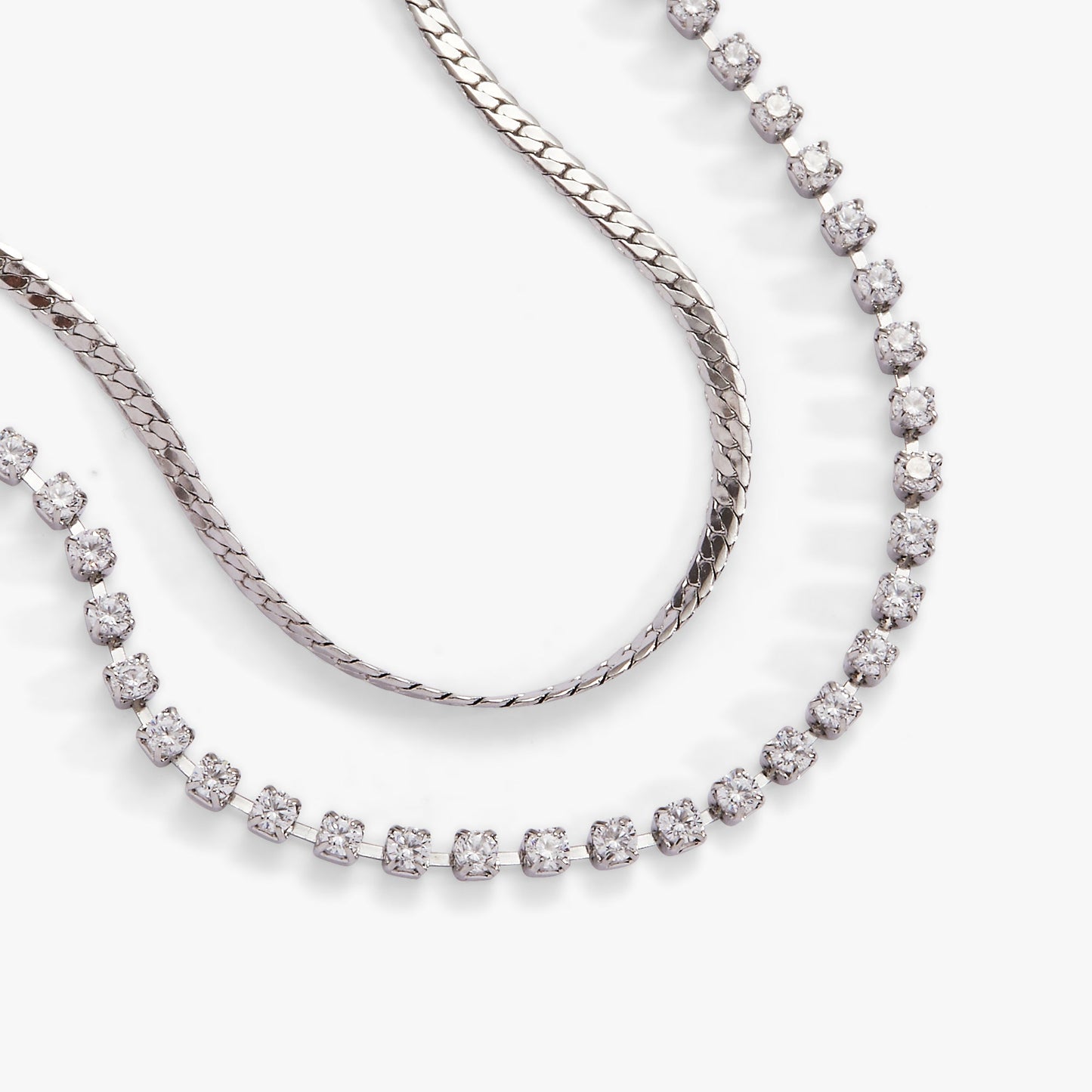 Double Strand Crystal Tennis Chain Bracelet Stainless Steel Gold
