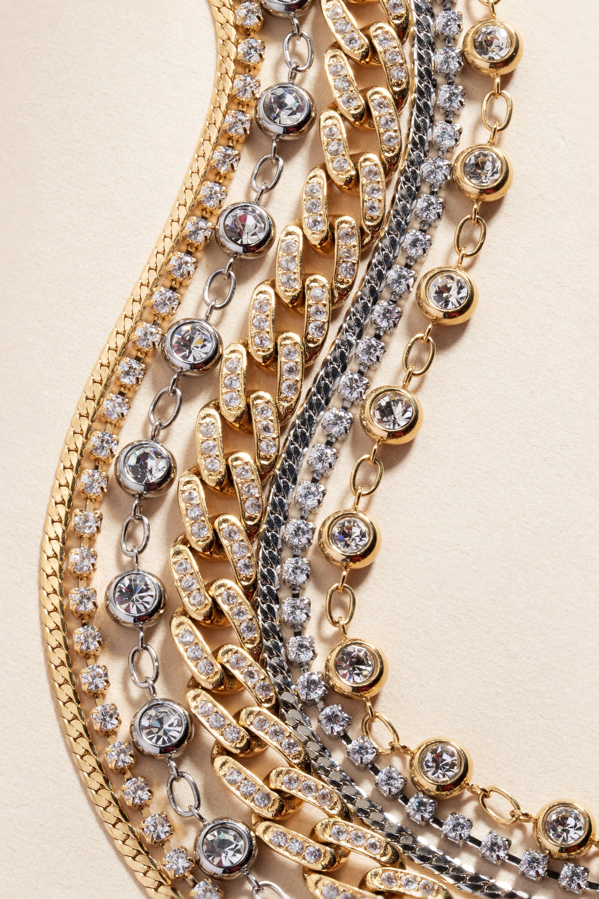 Double Strand Crystal Tennis Chain Bracelet Stainless Steel Gold