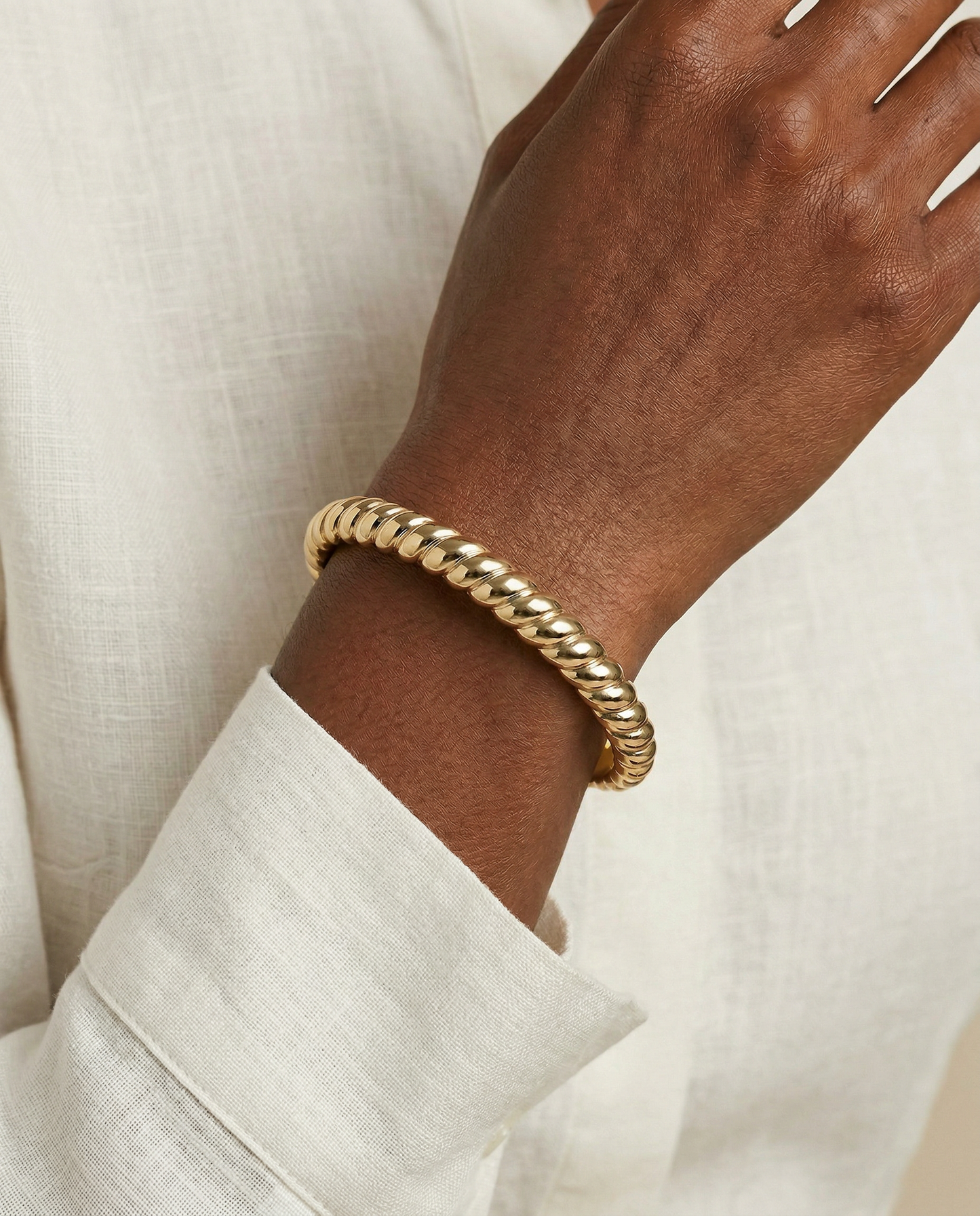Stainless Steel Rope Textured Bangle Stainless Steel Silver