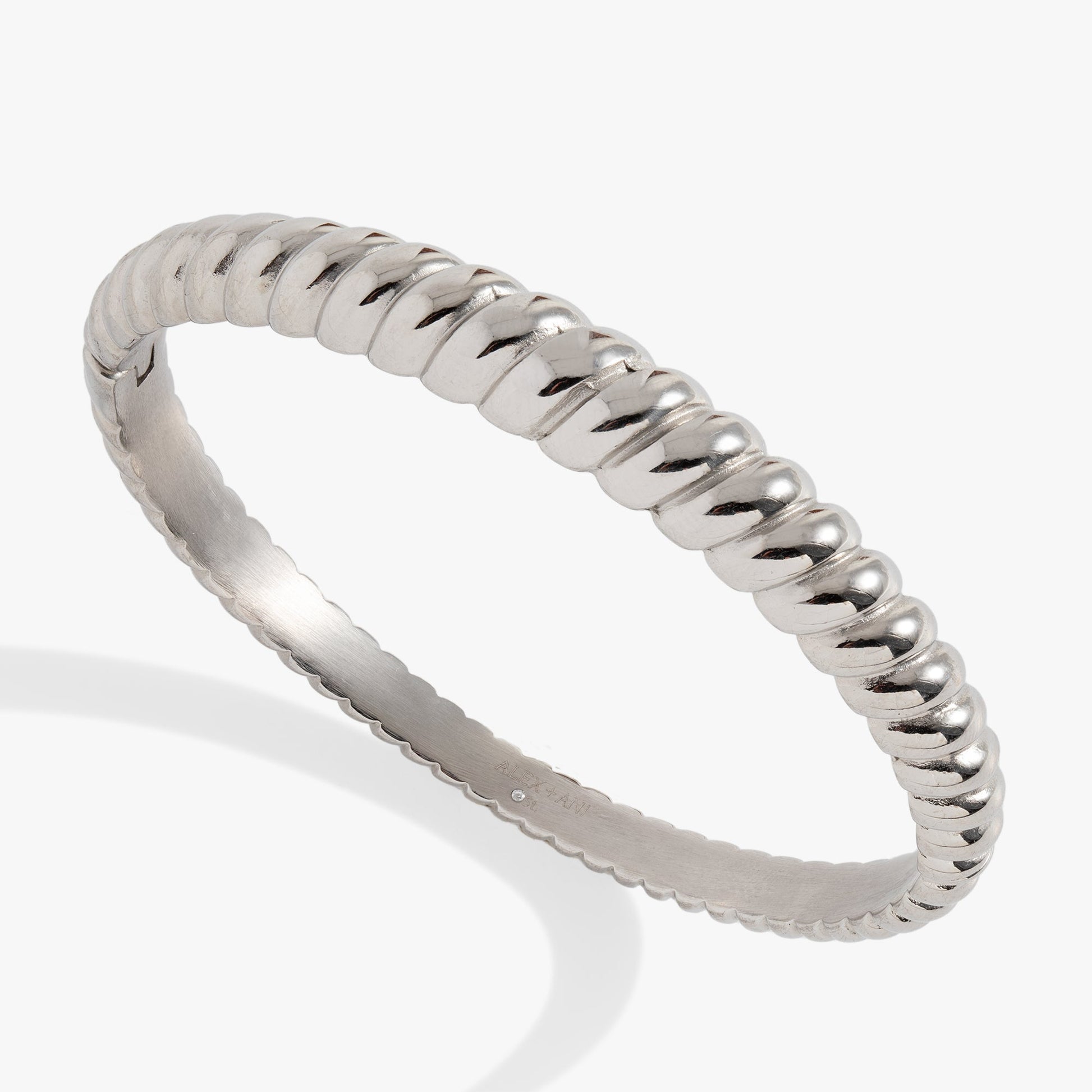 Stainless Steel Rope Textured Bangle Stainless Steel Silver
