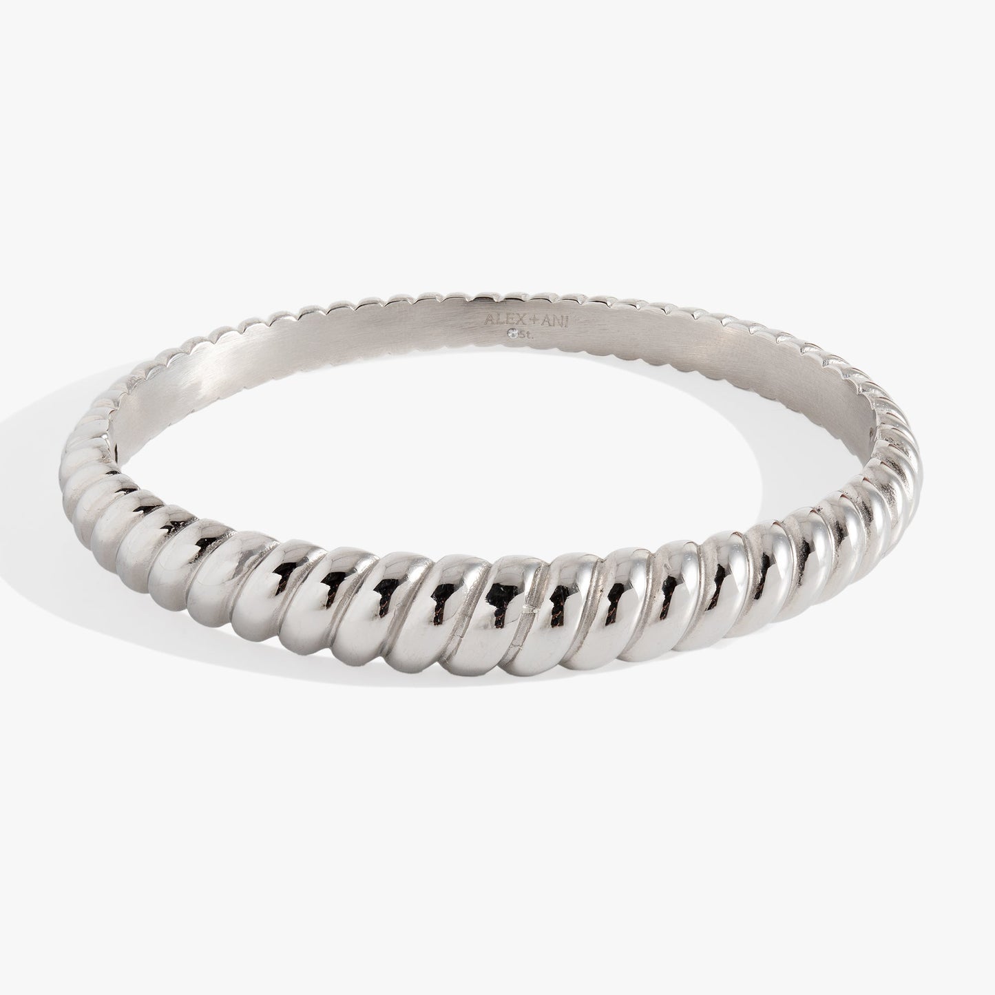 Stainless Steel Rope Textured Bangle Stainless Steel Silver