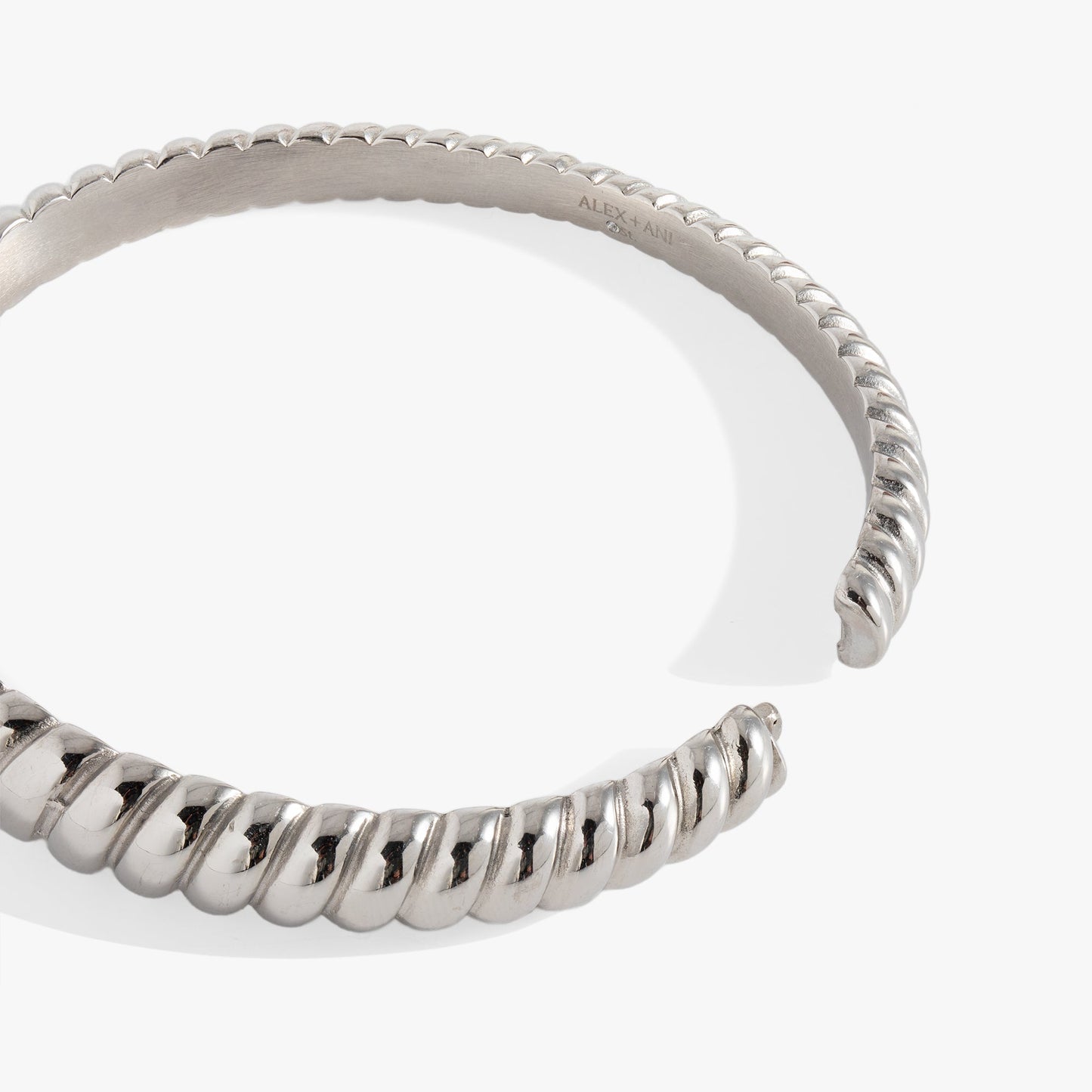Stainless Steel Rope Textured Bangle Stainless Steel Silver